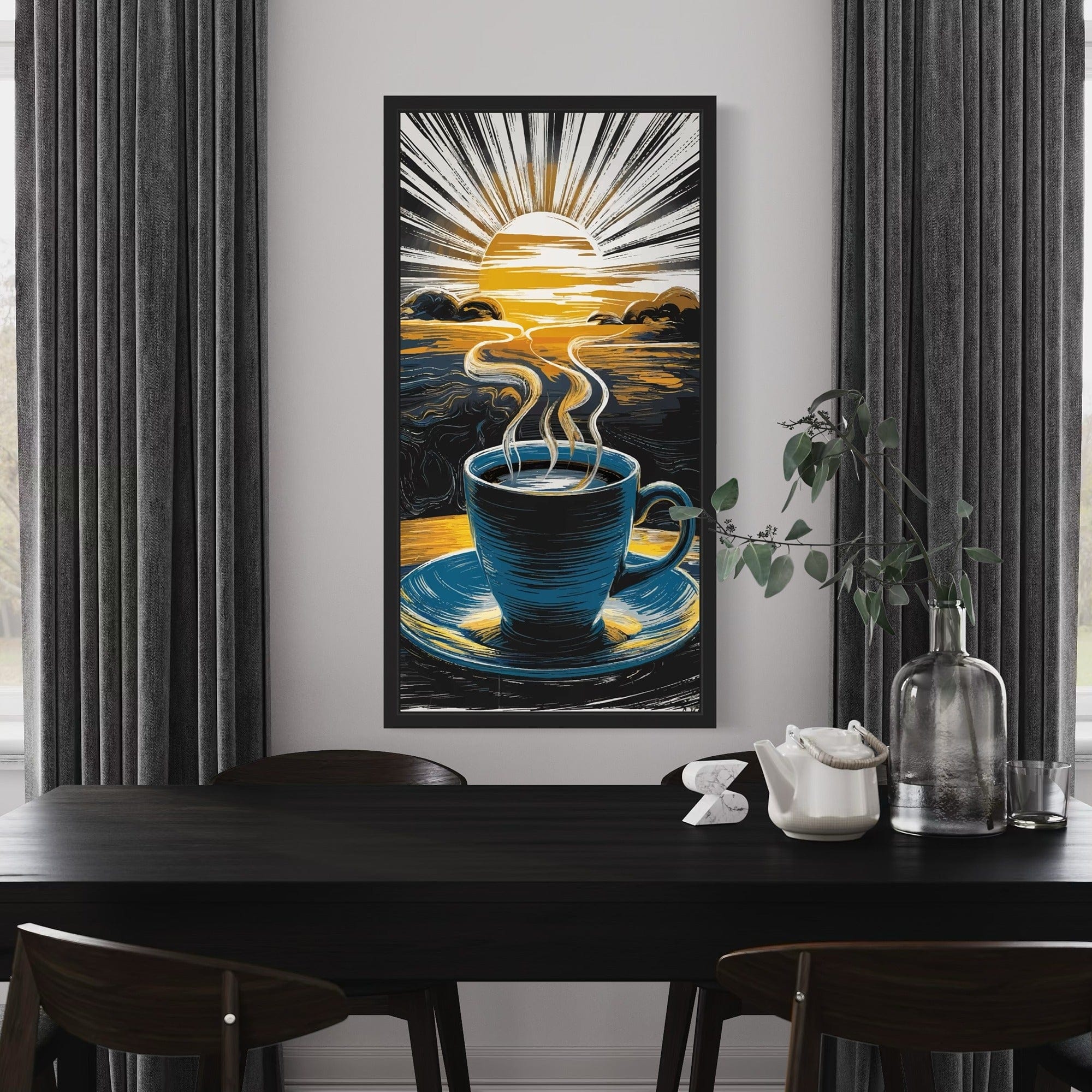 Cozy kitchen canvas with warm color wall art