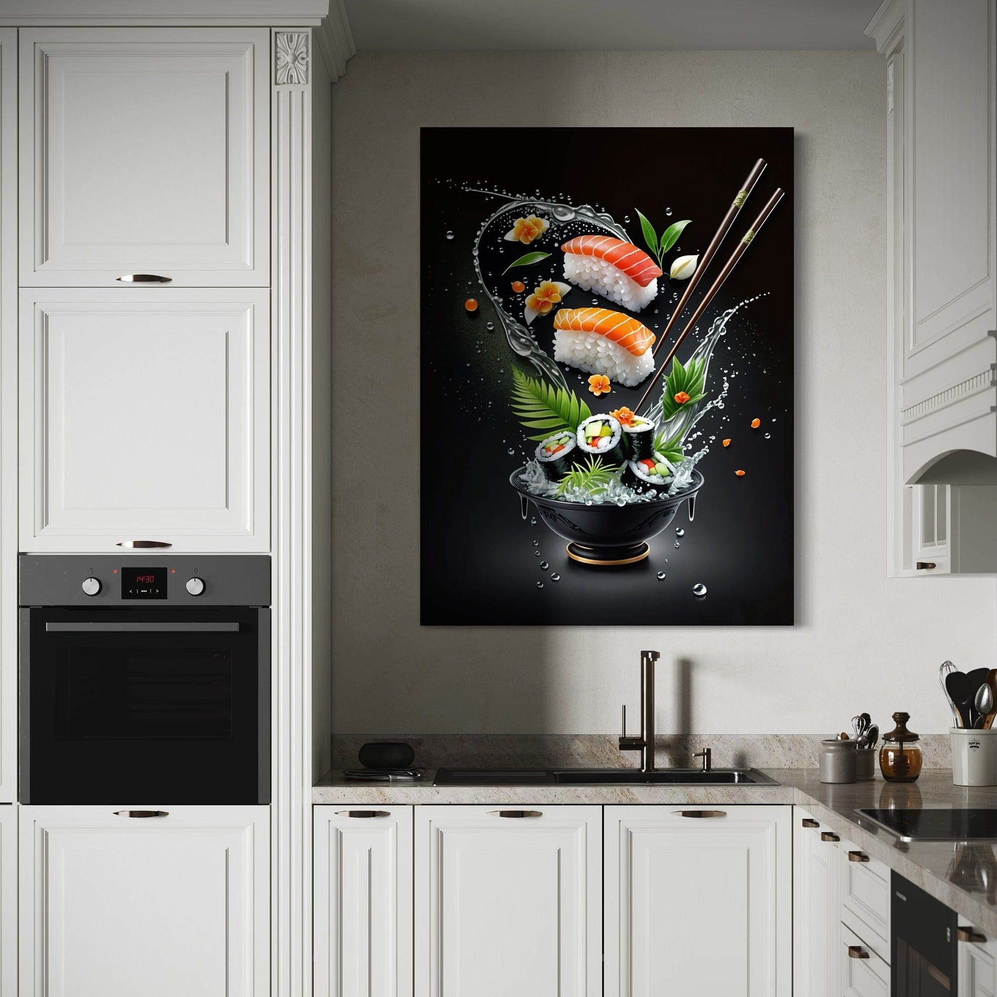 Japanese cuisine poster with nigiri and maki