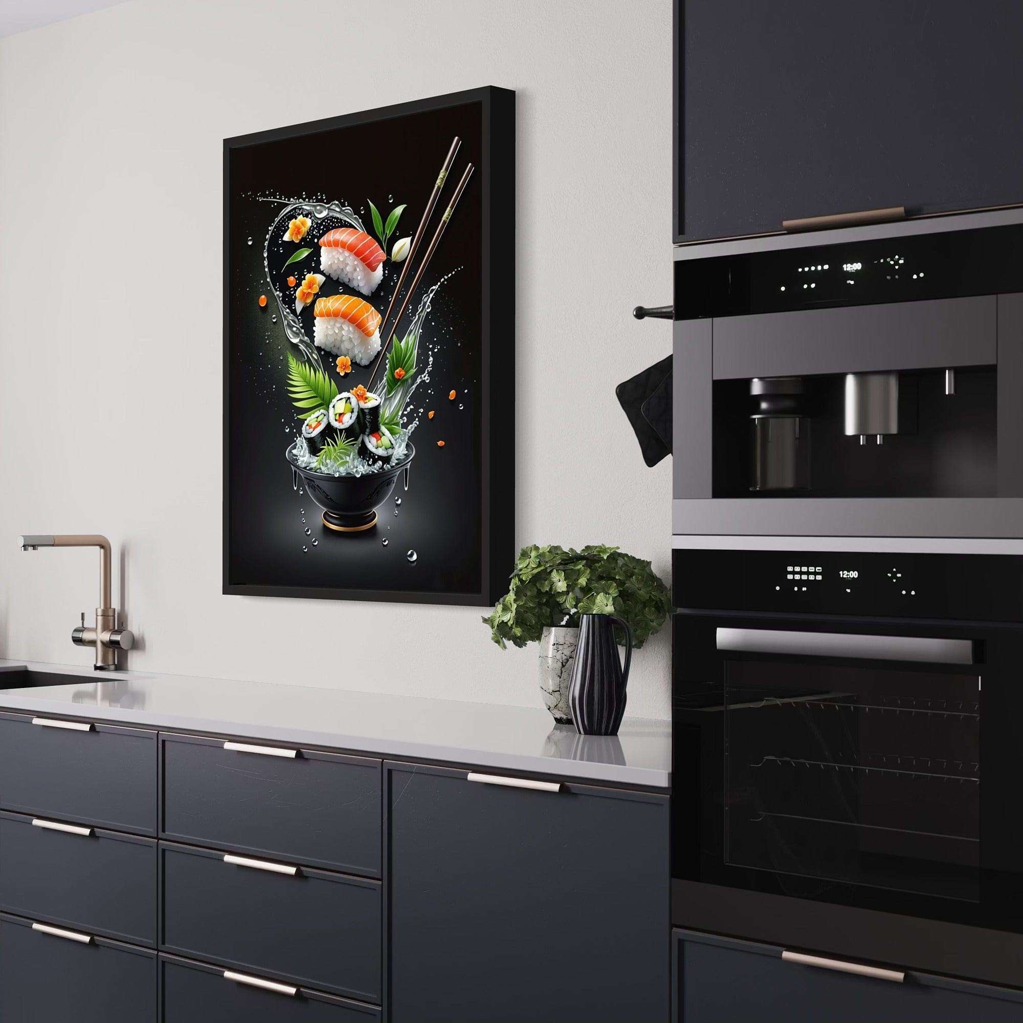 Chopsticks with salmon nigiri kitchen wall decor