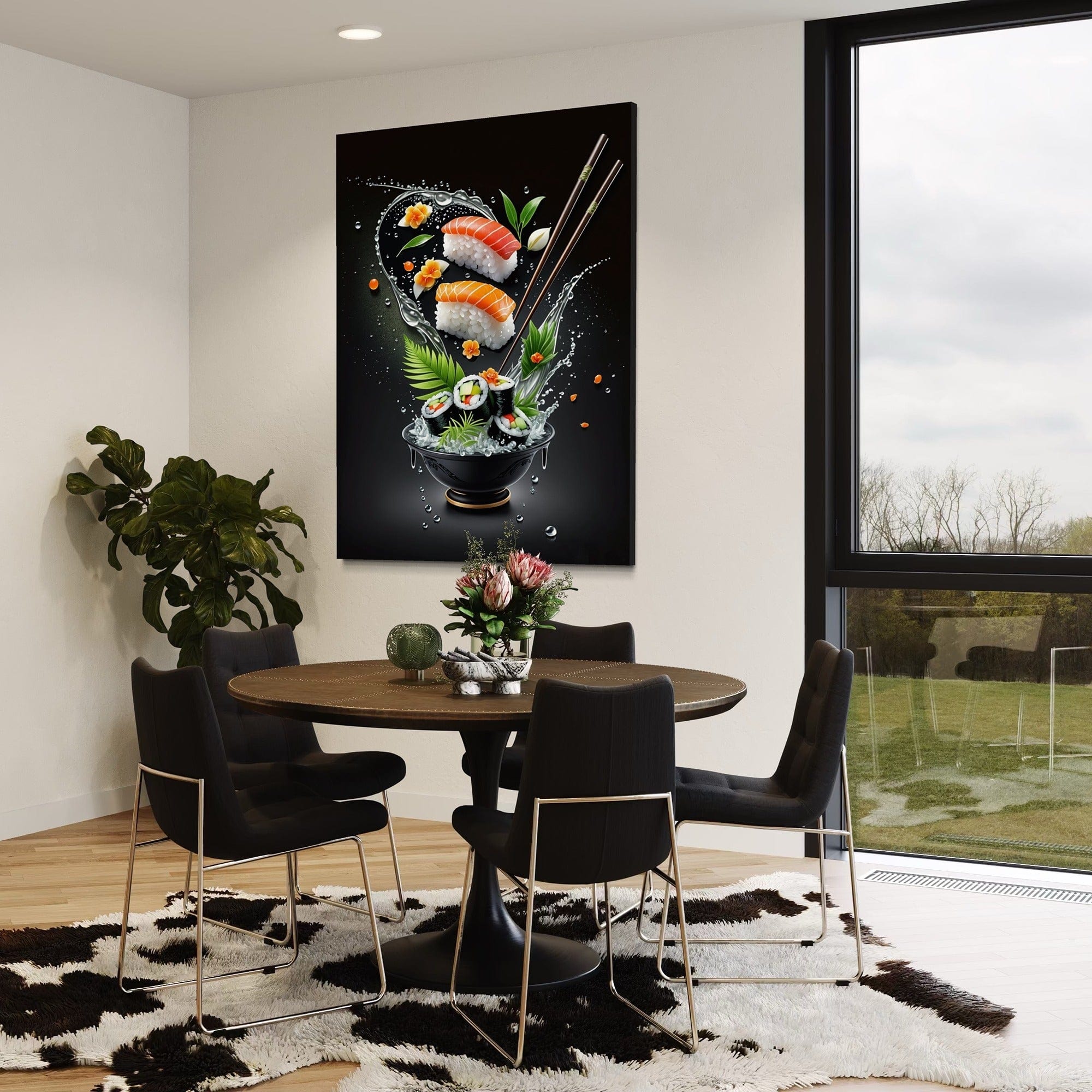 Contemporary sushi art print for home kitchen