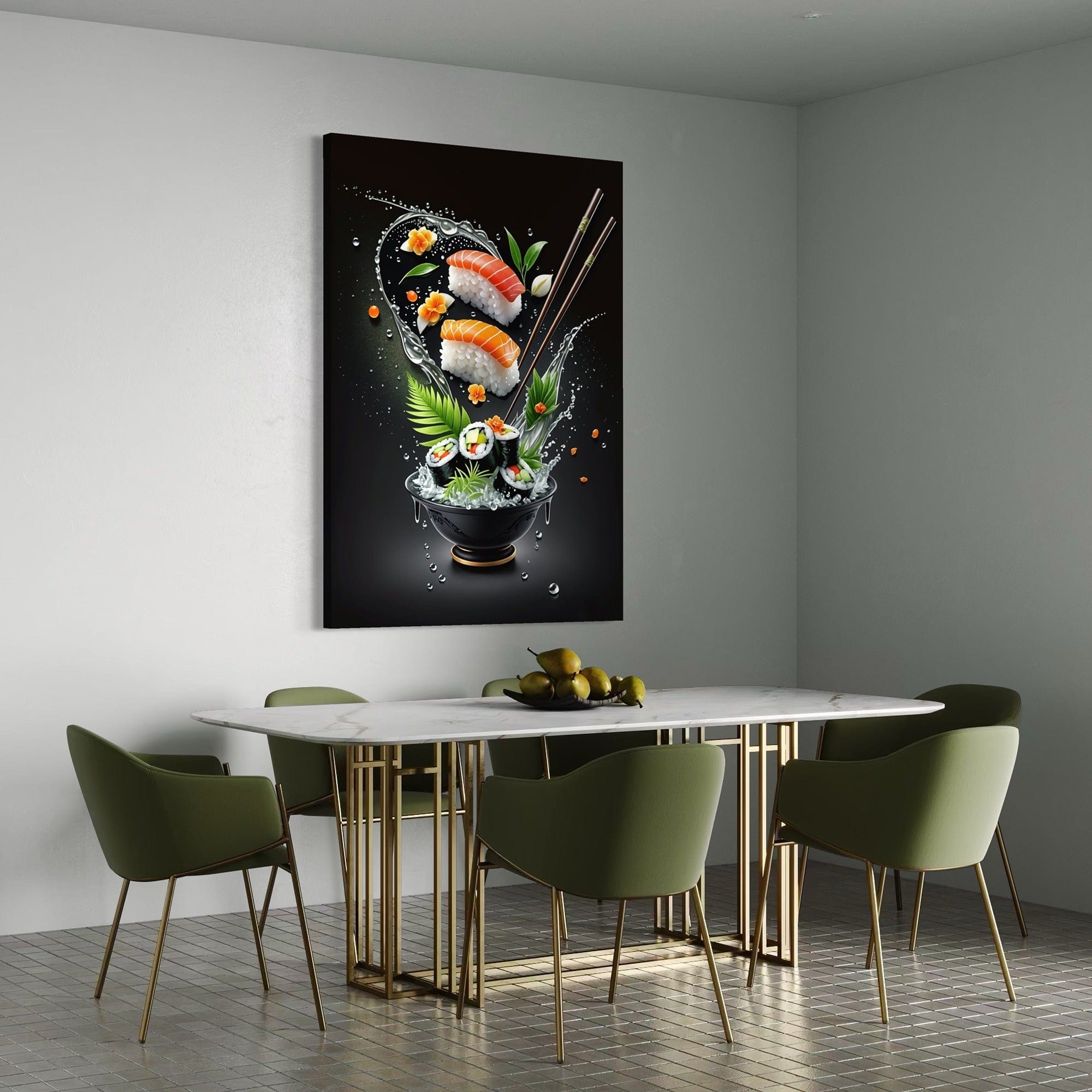 Nigiri and maki sushi canvas for dining area