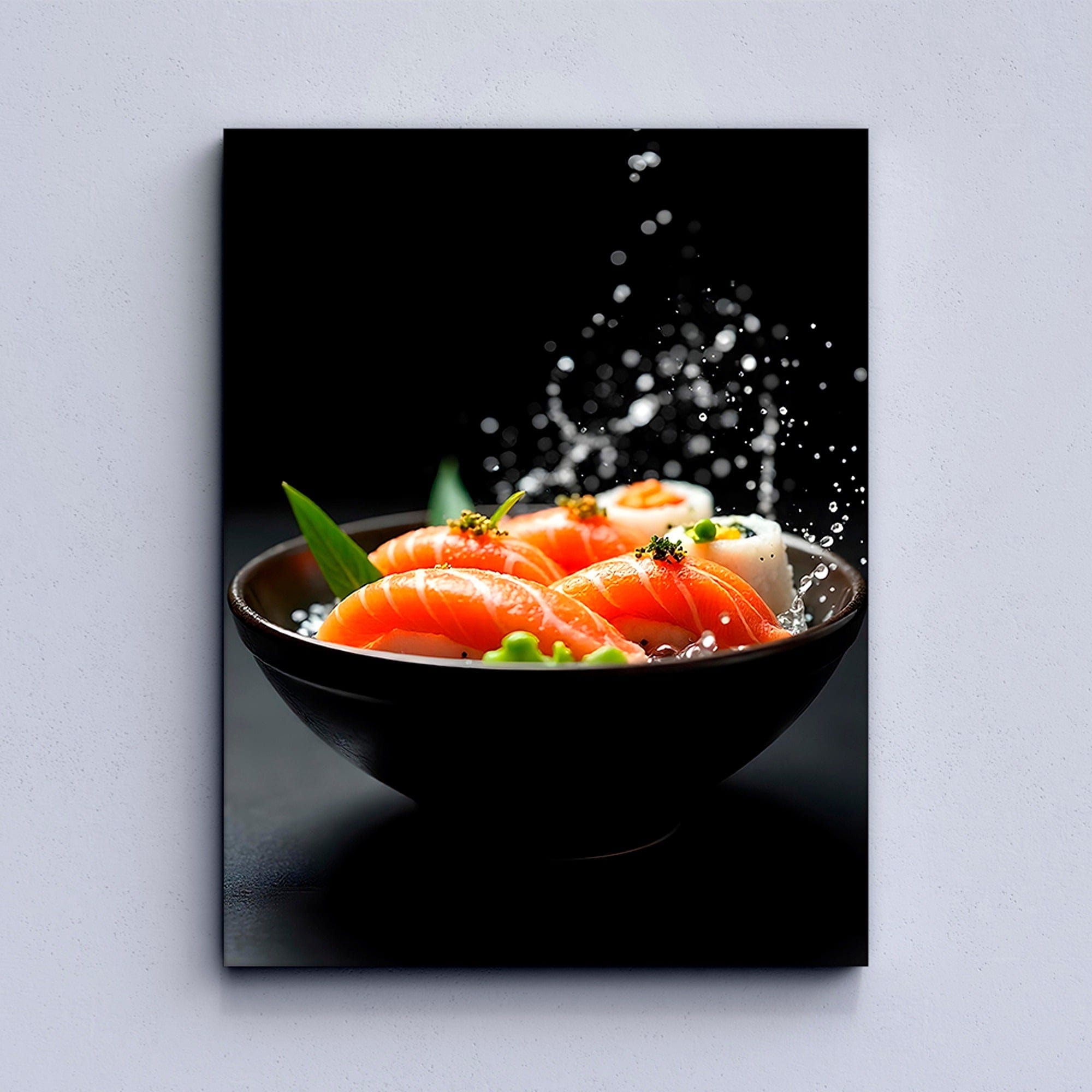 Modern kitchen canvas salmon sushi arrangement