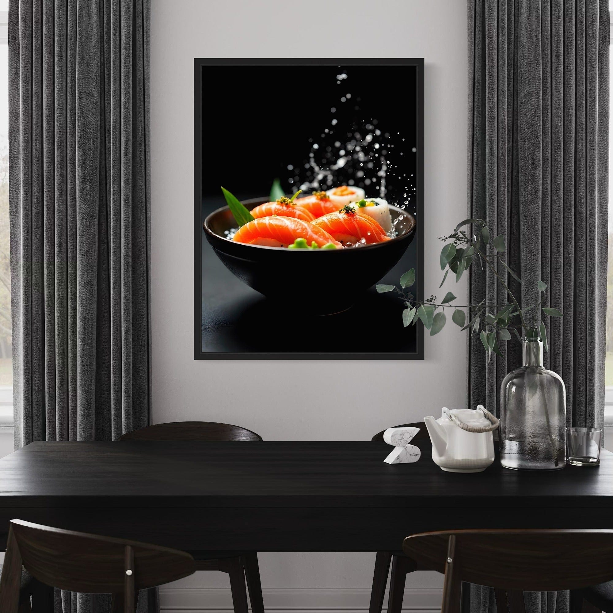 Salmon nigiri close up kitchen decor print