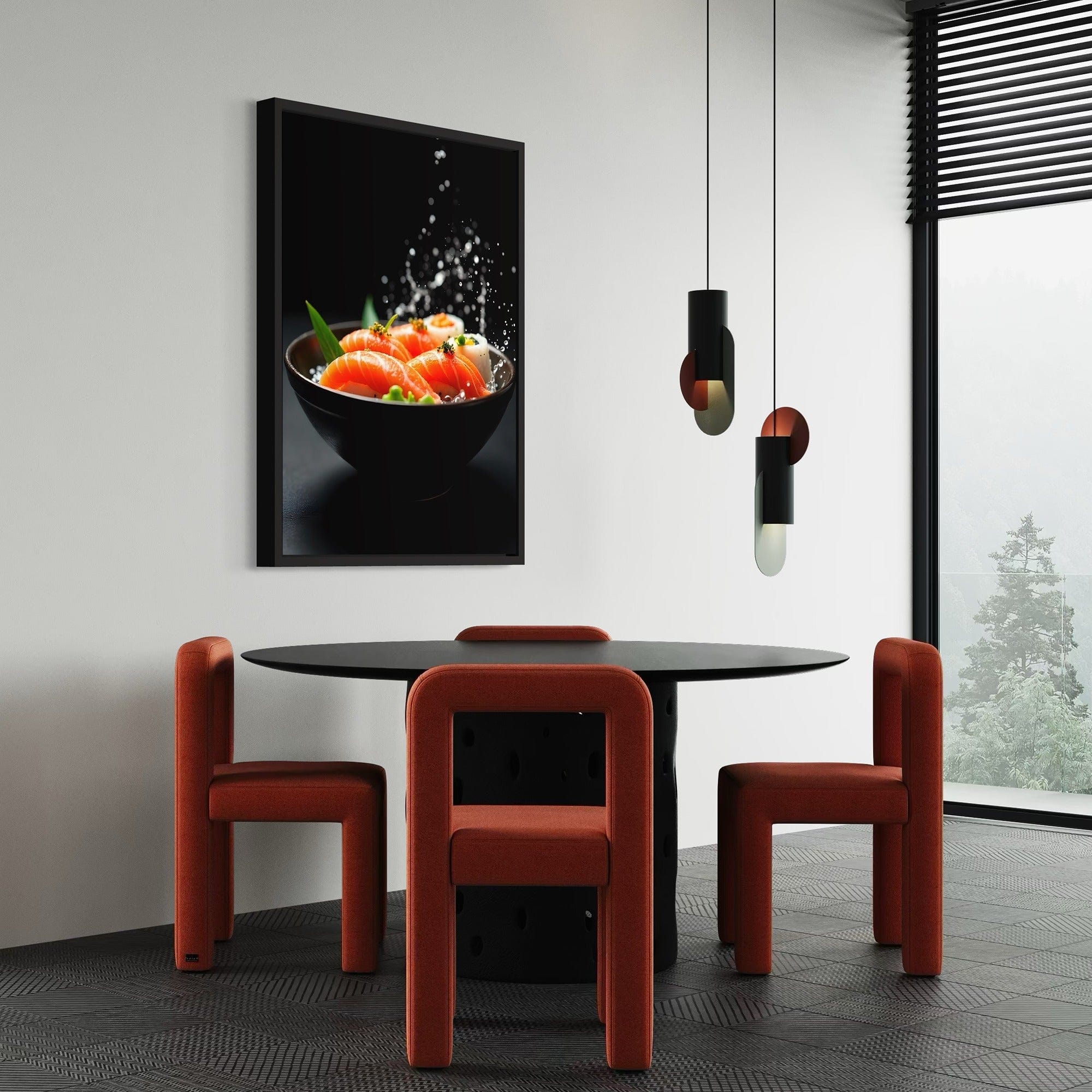 Sushi bar decor canvas with water droplets