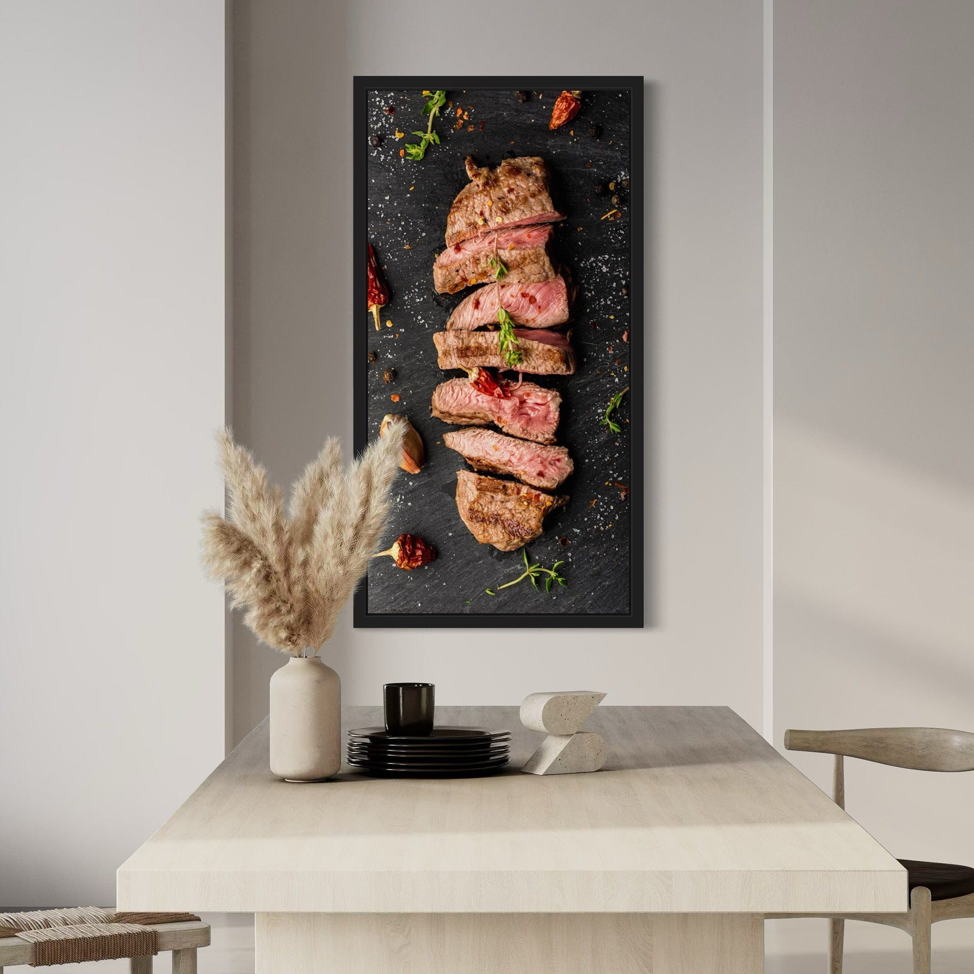 Dark slate background kitchen wall picture