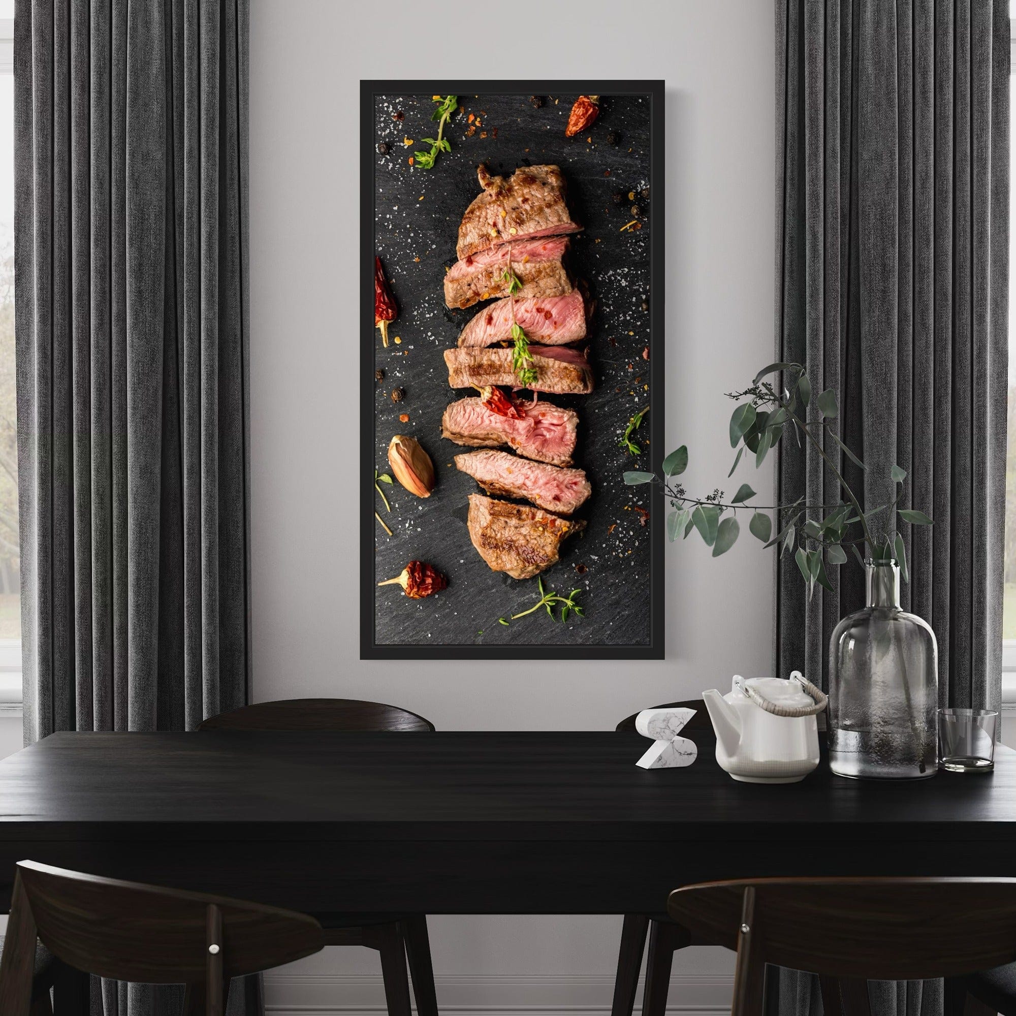 Modern kitchen canvas with grilled beef