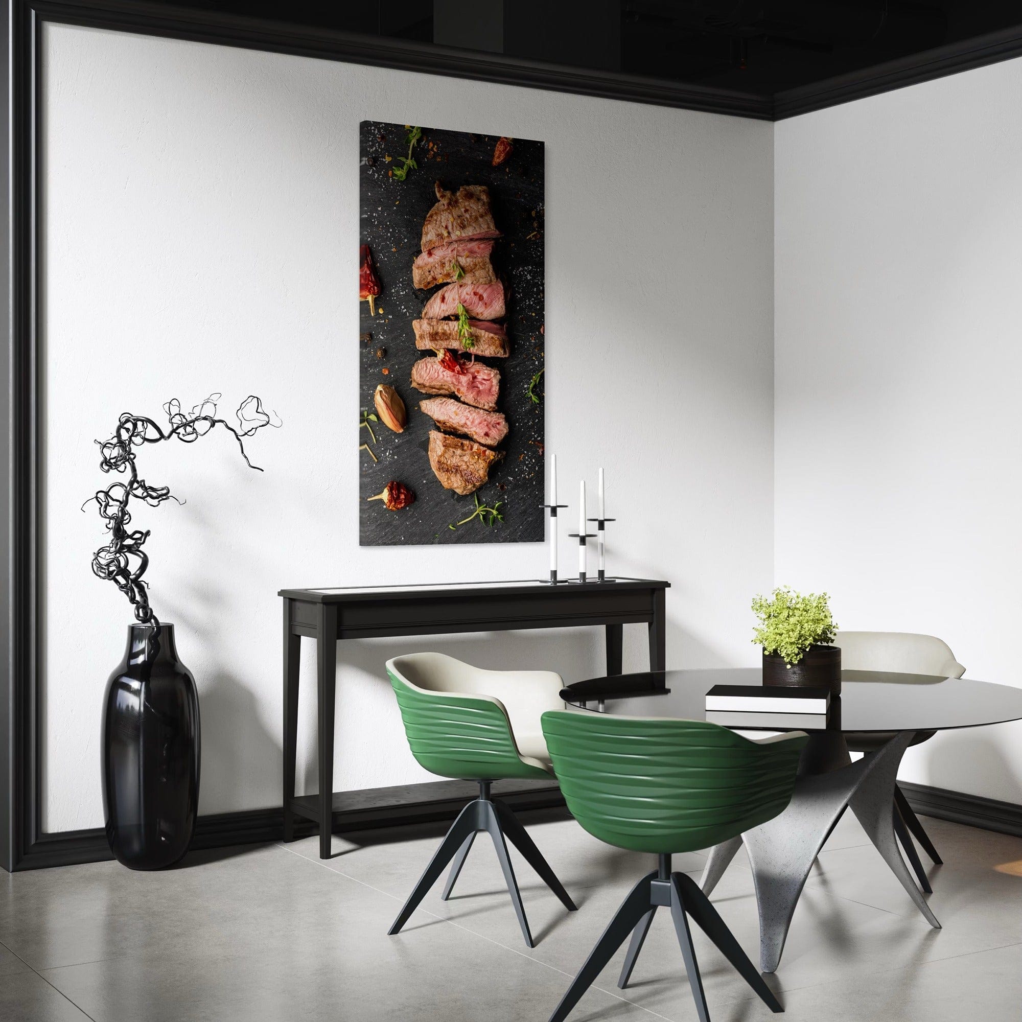 Herb garnished steak canvas for man cave