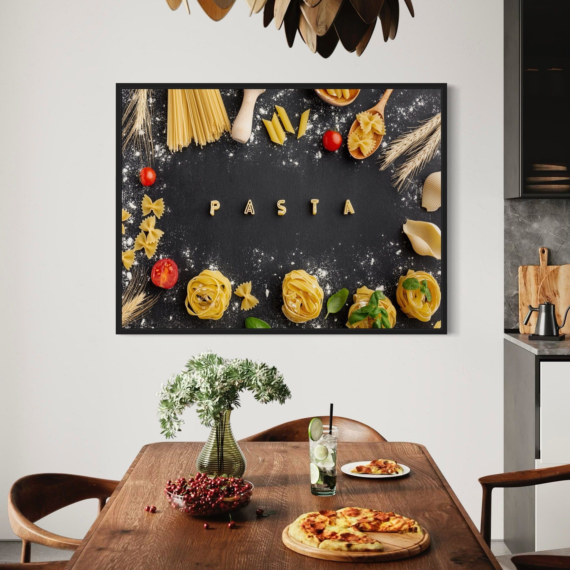 Rustic Italian pasta poster with flour