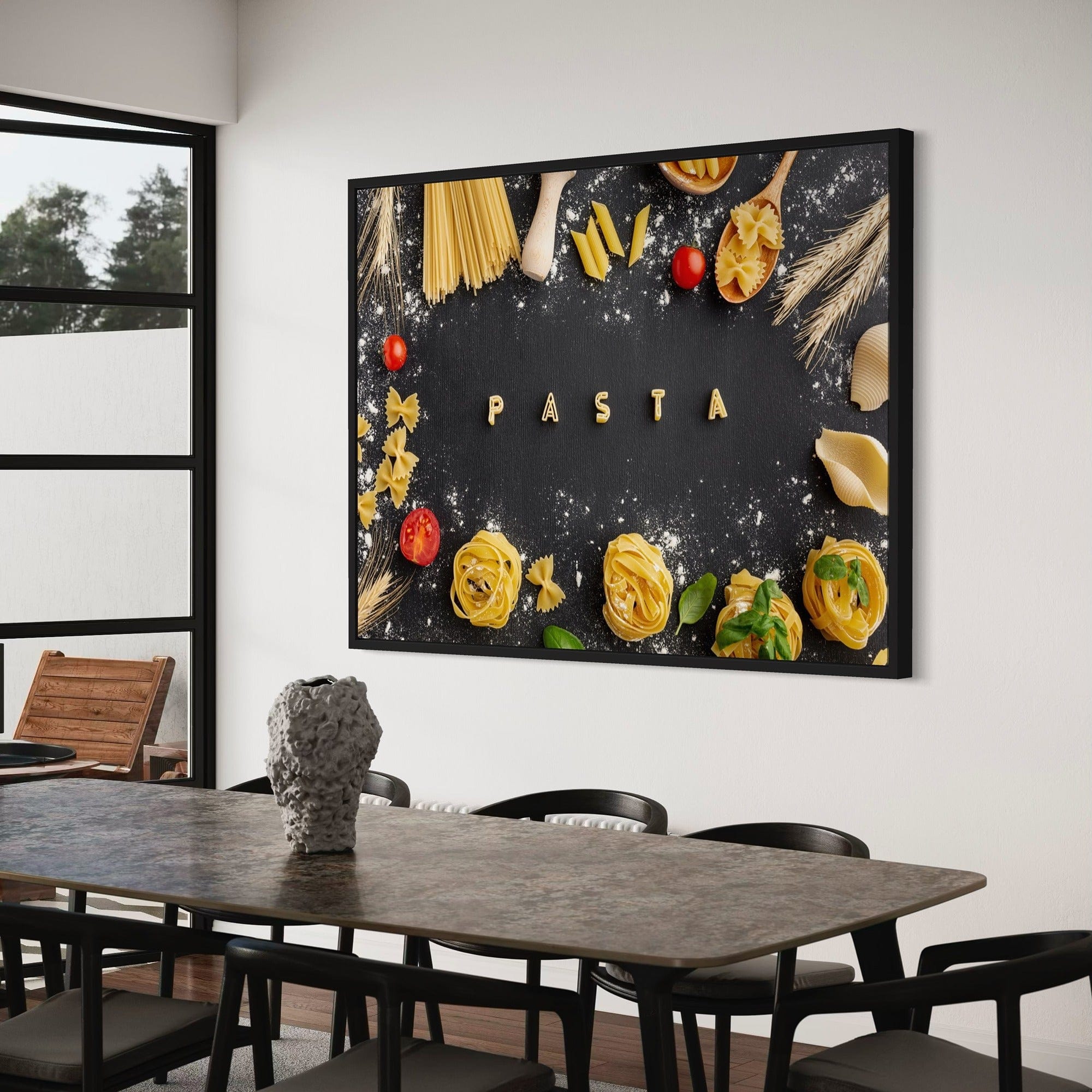 Assorted pasta shapes canvas for dining room