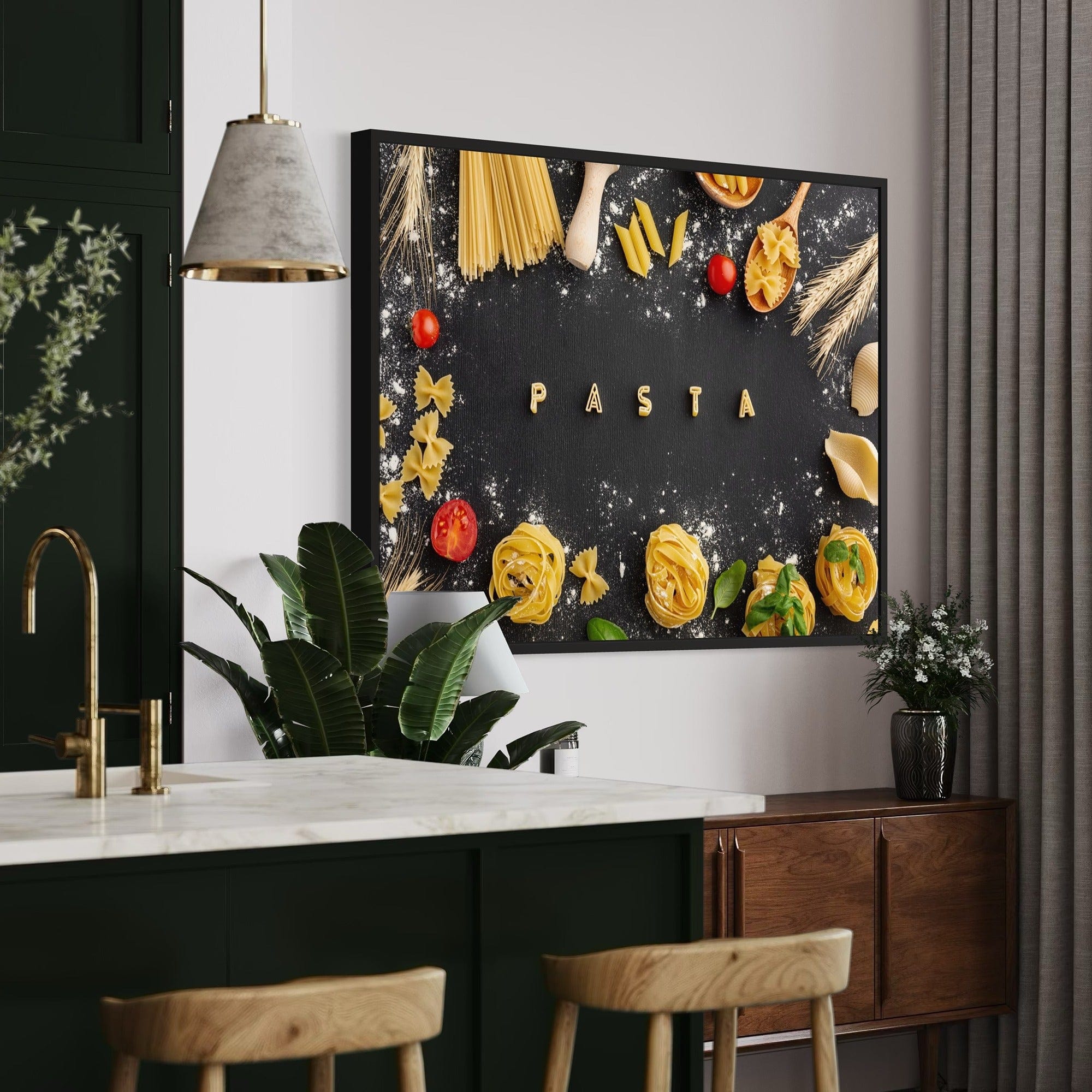 Mediterranean cooking canvas with tomatoes and wheat