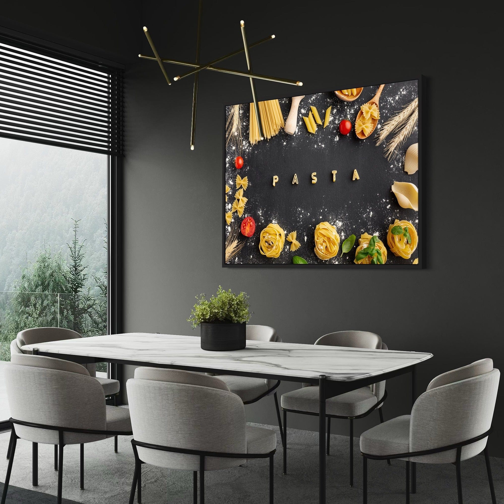 Flat lay pasta composition kitchen wall picture