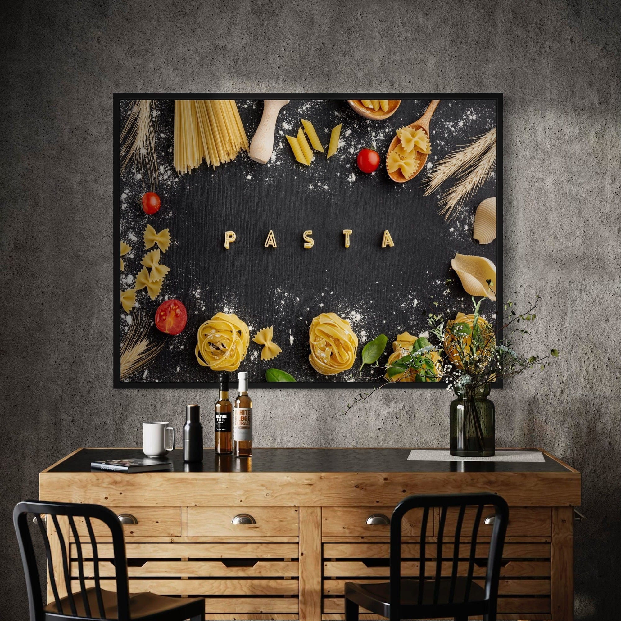 Farmhouse kitchen decor spaghetti and penne