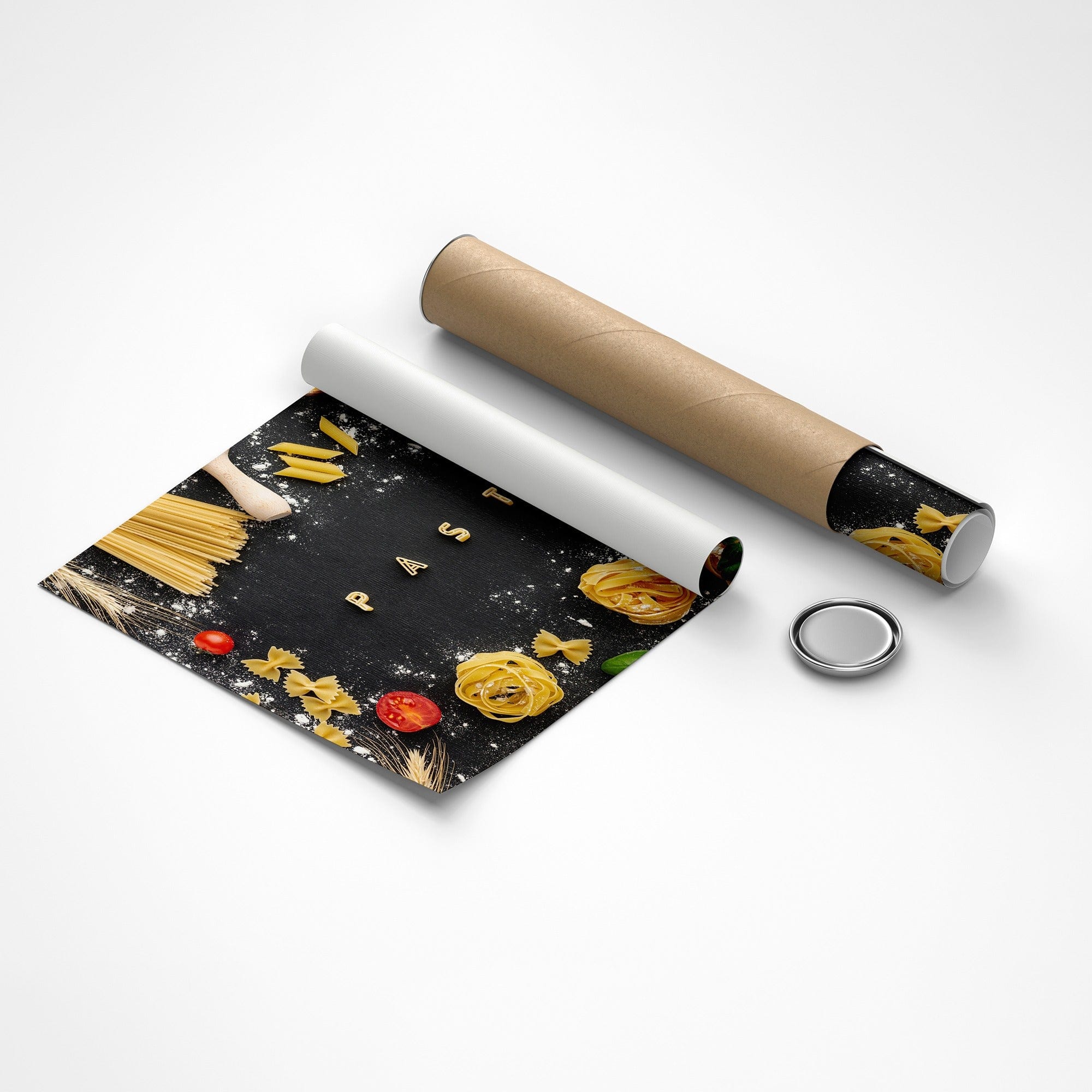 Chef kitchen decor pasta ingredients canvas