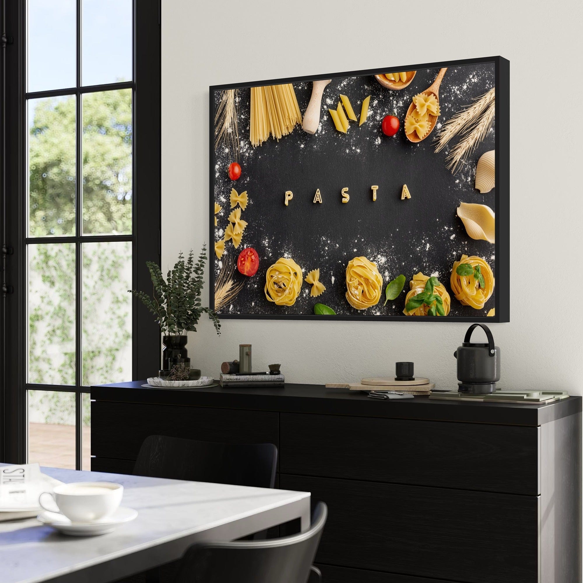 Fresh basil and tomato pasta canvas print