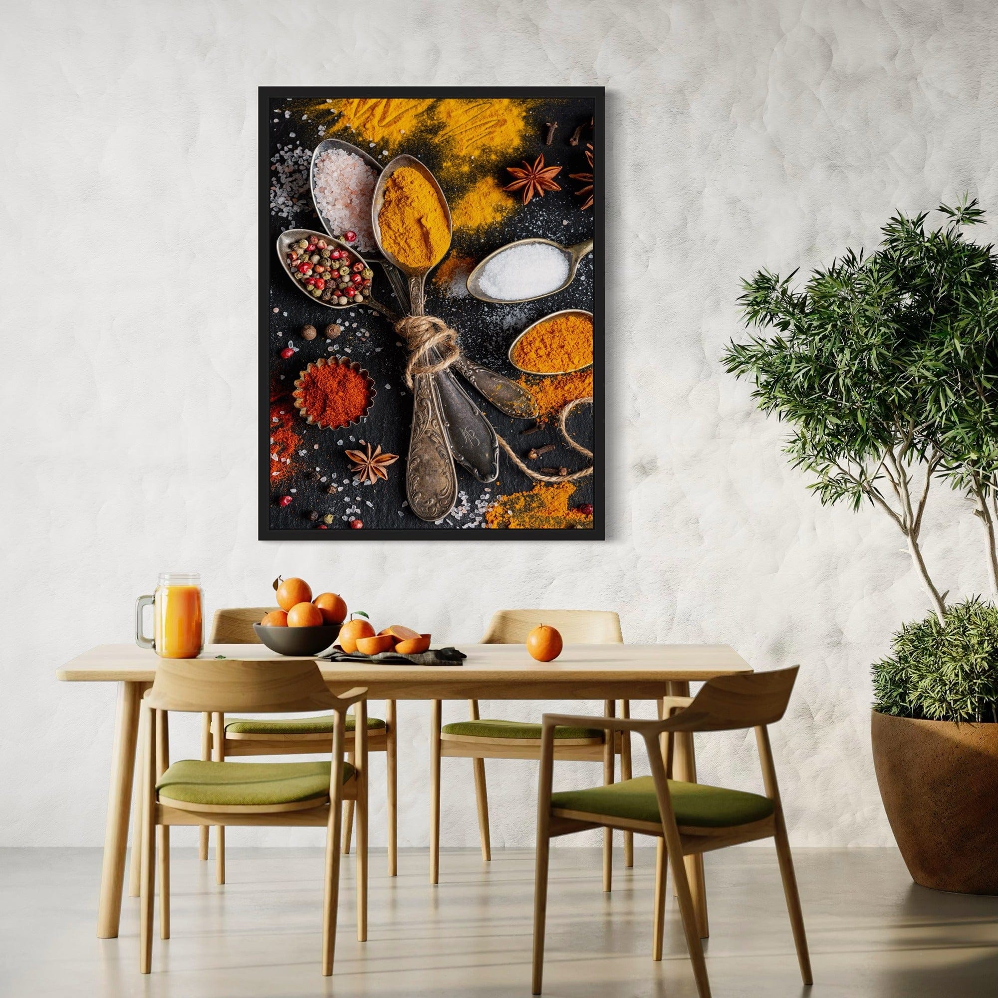 Culinary herbs and spices kitchen decor print