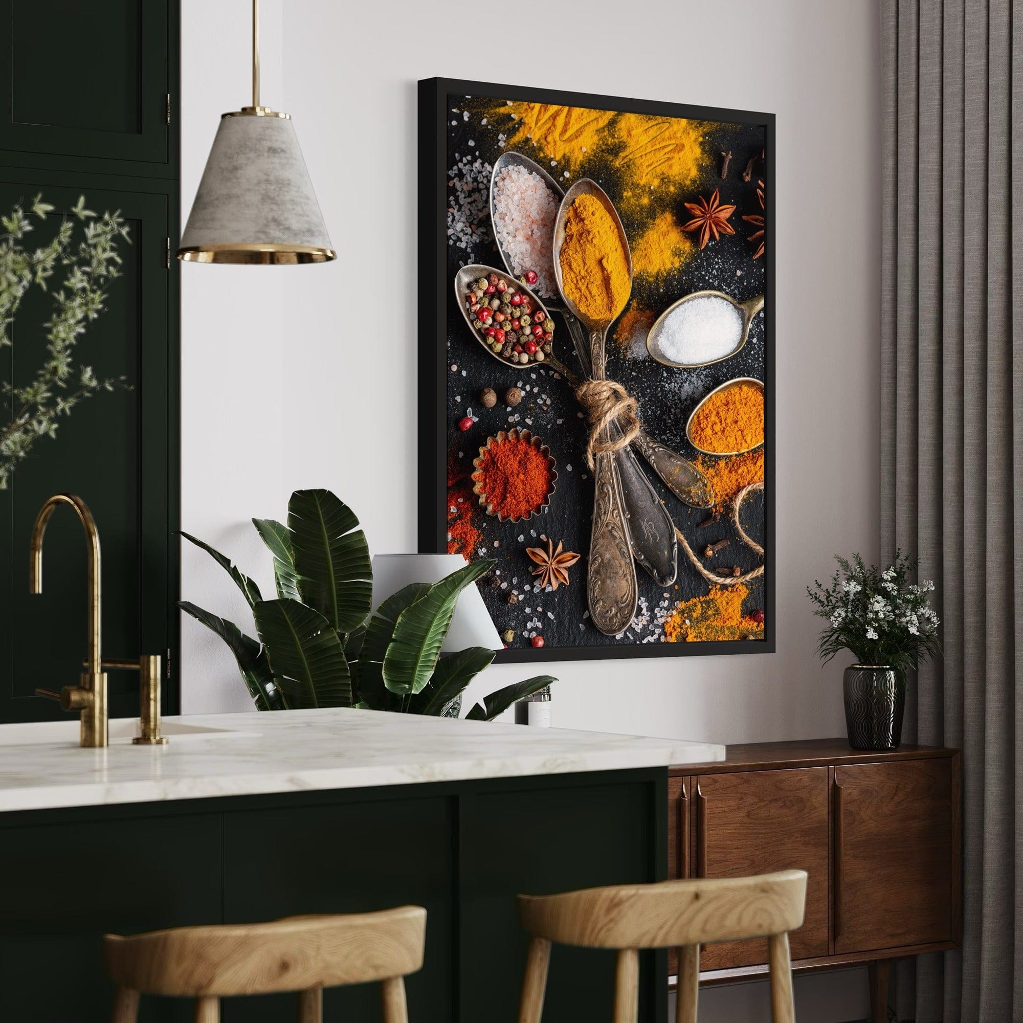 Farmhouse kitchen canvas with antique spoons