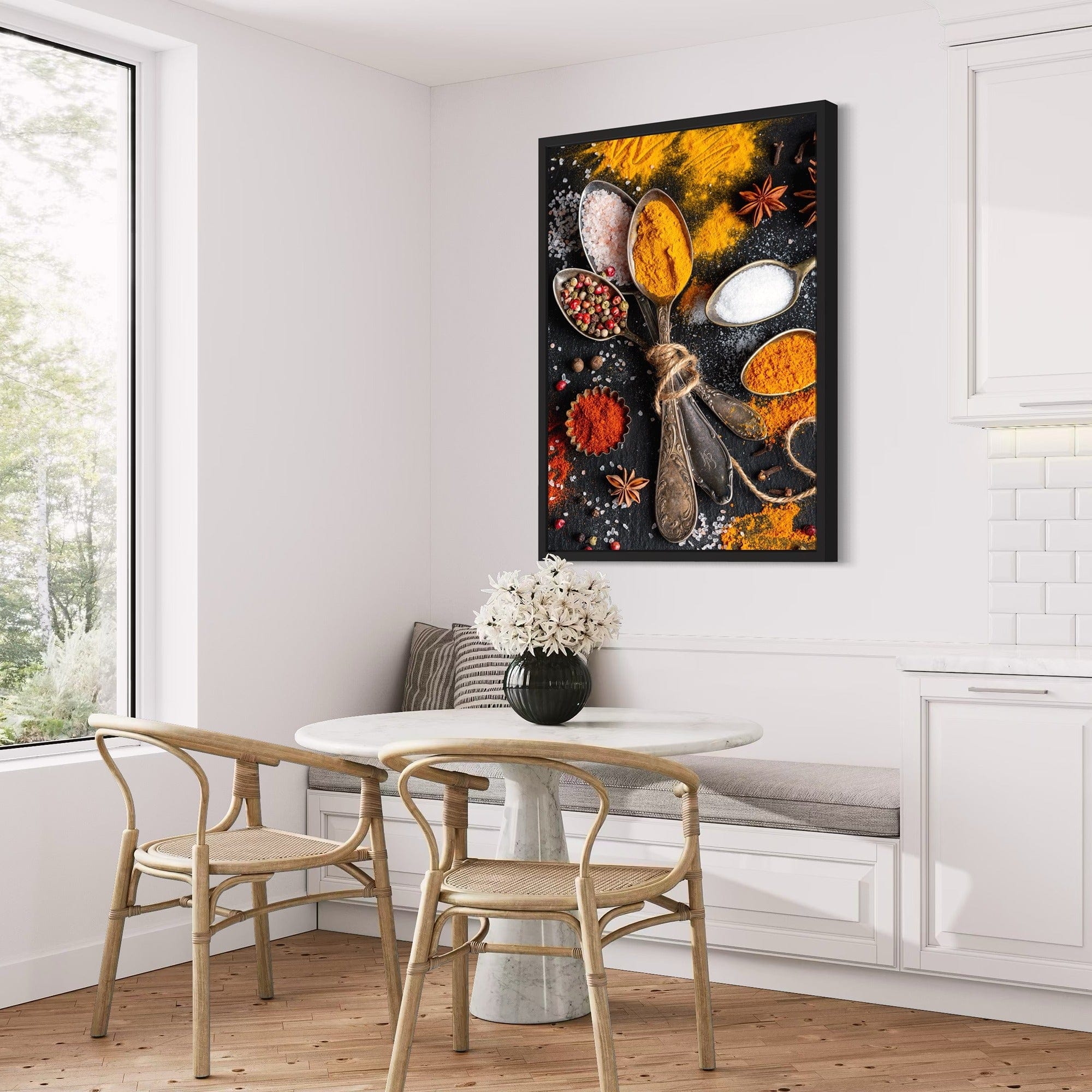 Peppercorns and sea salt food art poster