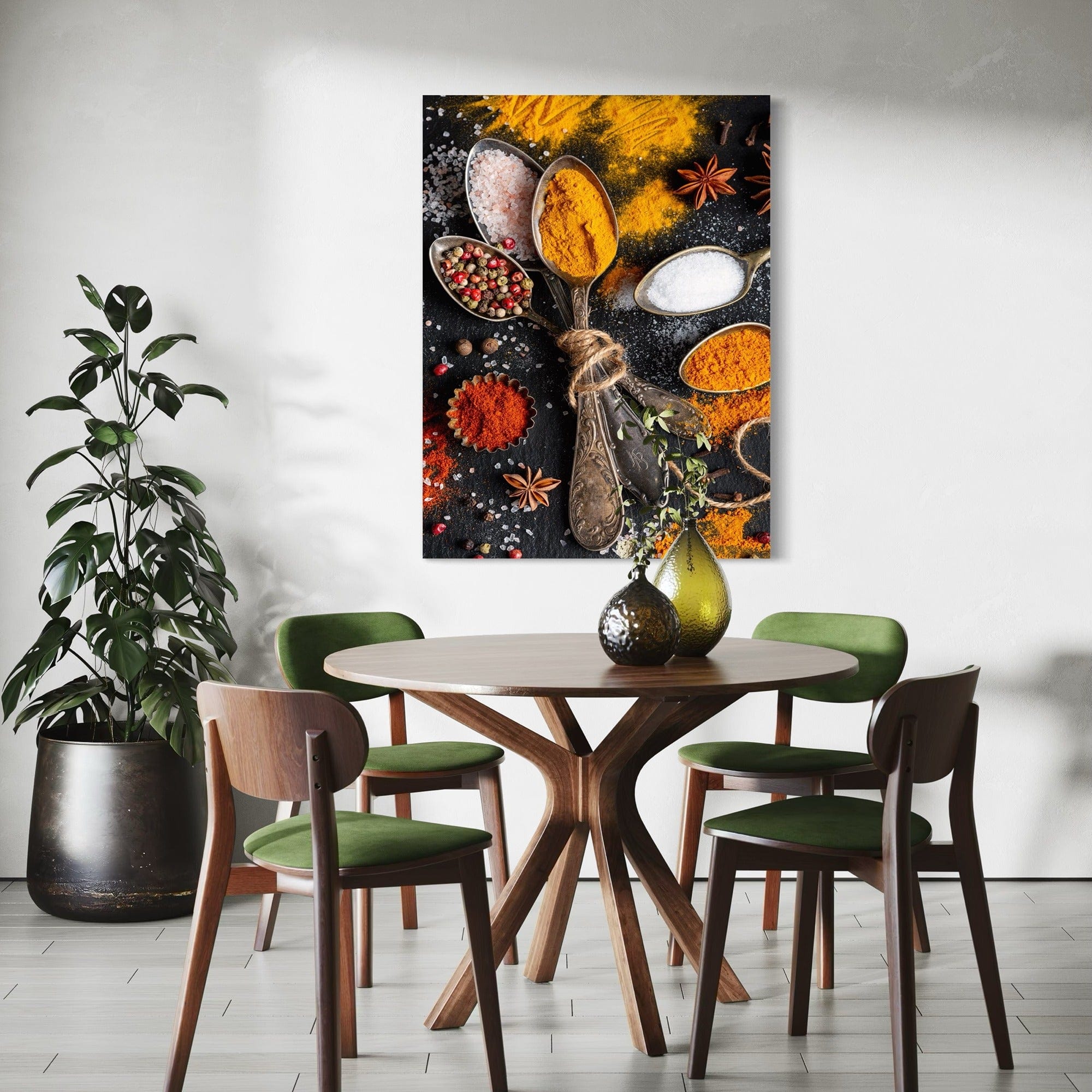 Colorful spice palette canvas for cafe interior
