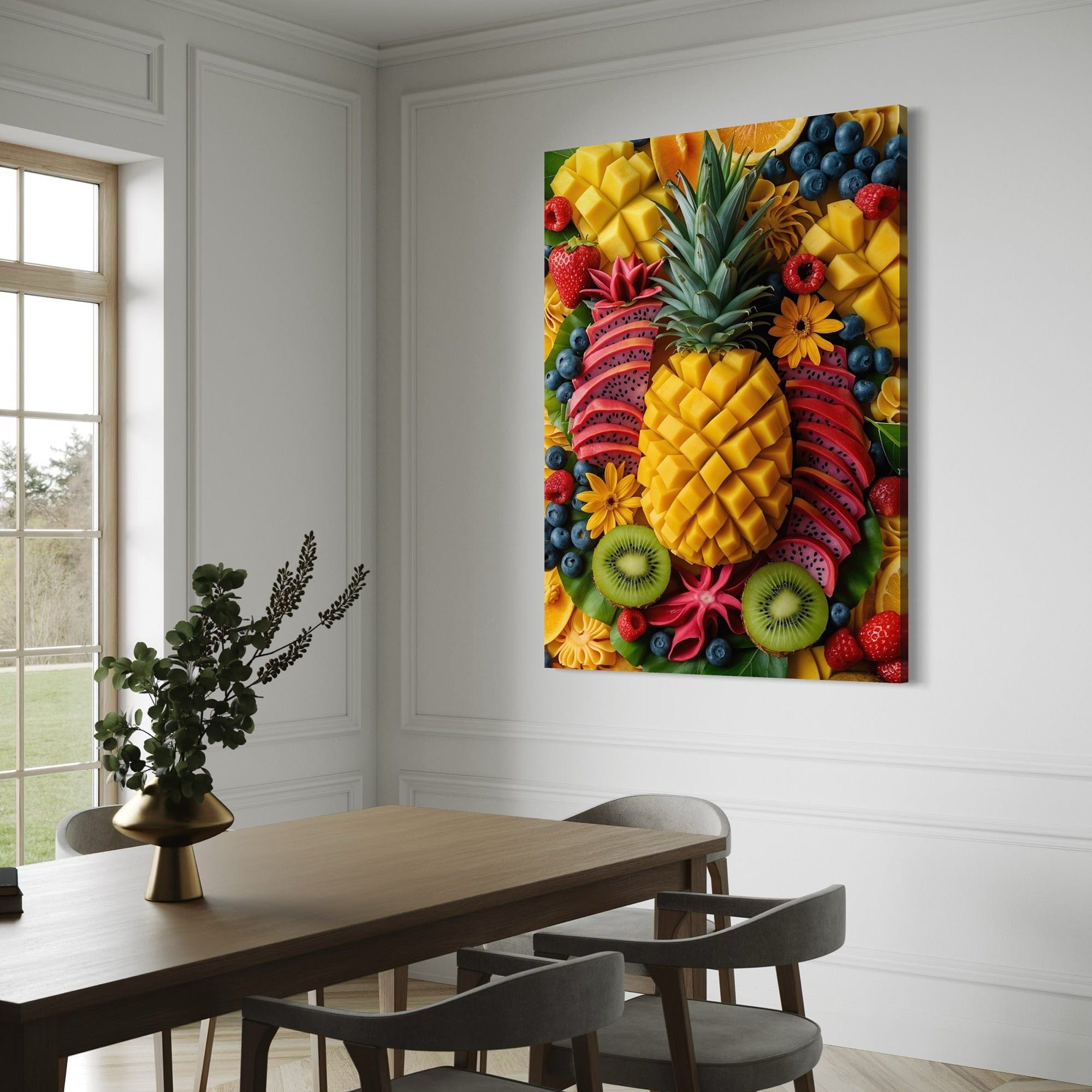 Mango cubes and kiwi slices canvas print