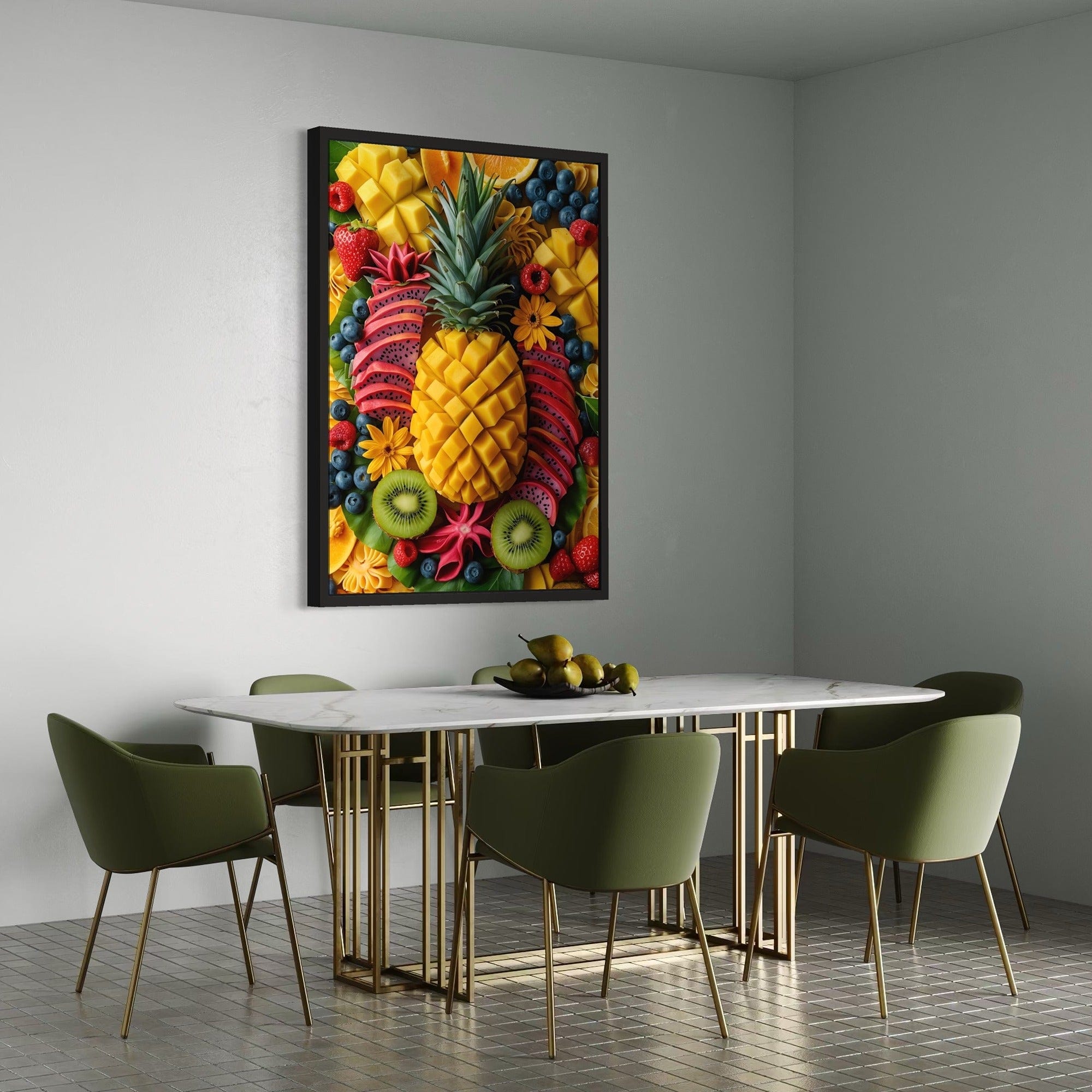 Fresh pineapple centerpiece café wall art