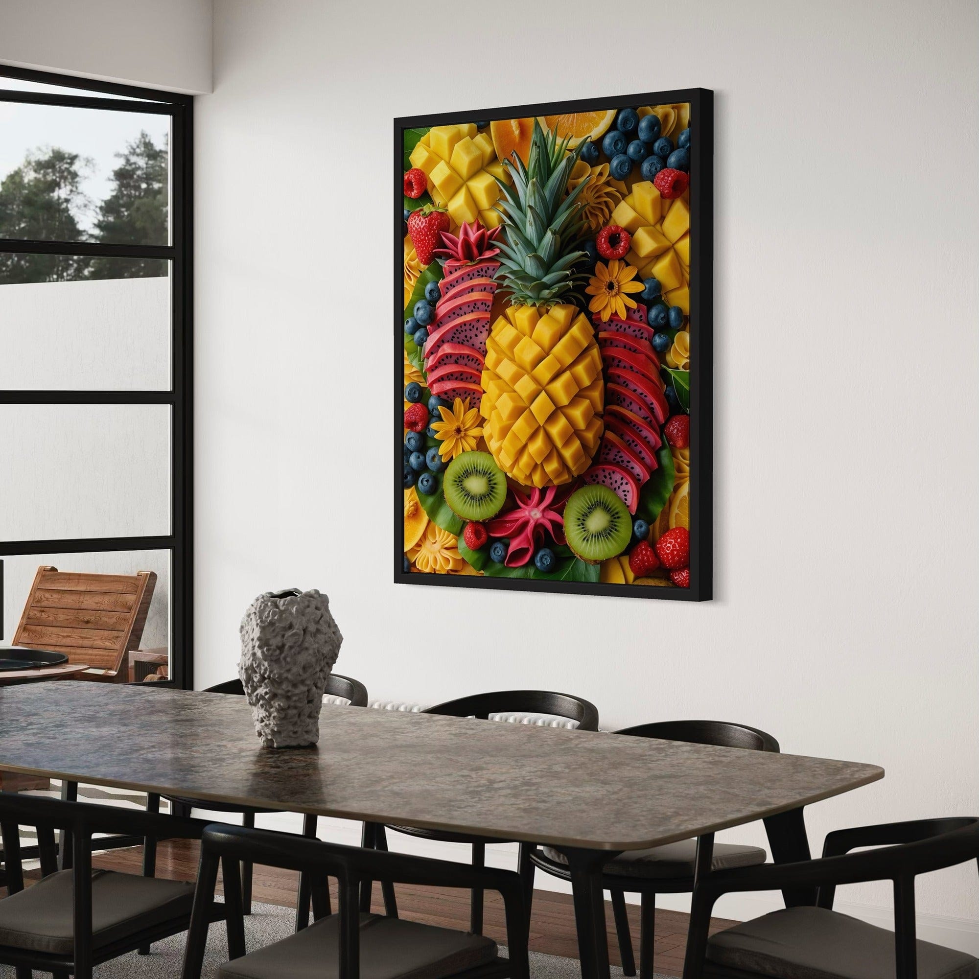 Botanical tropical fruit canvas for home bar