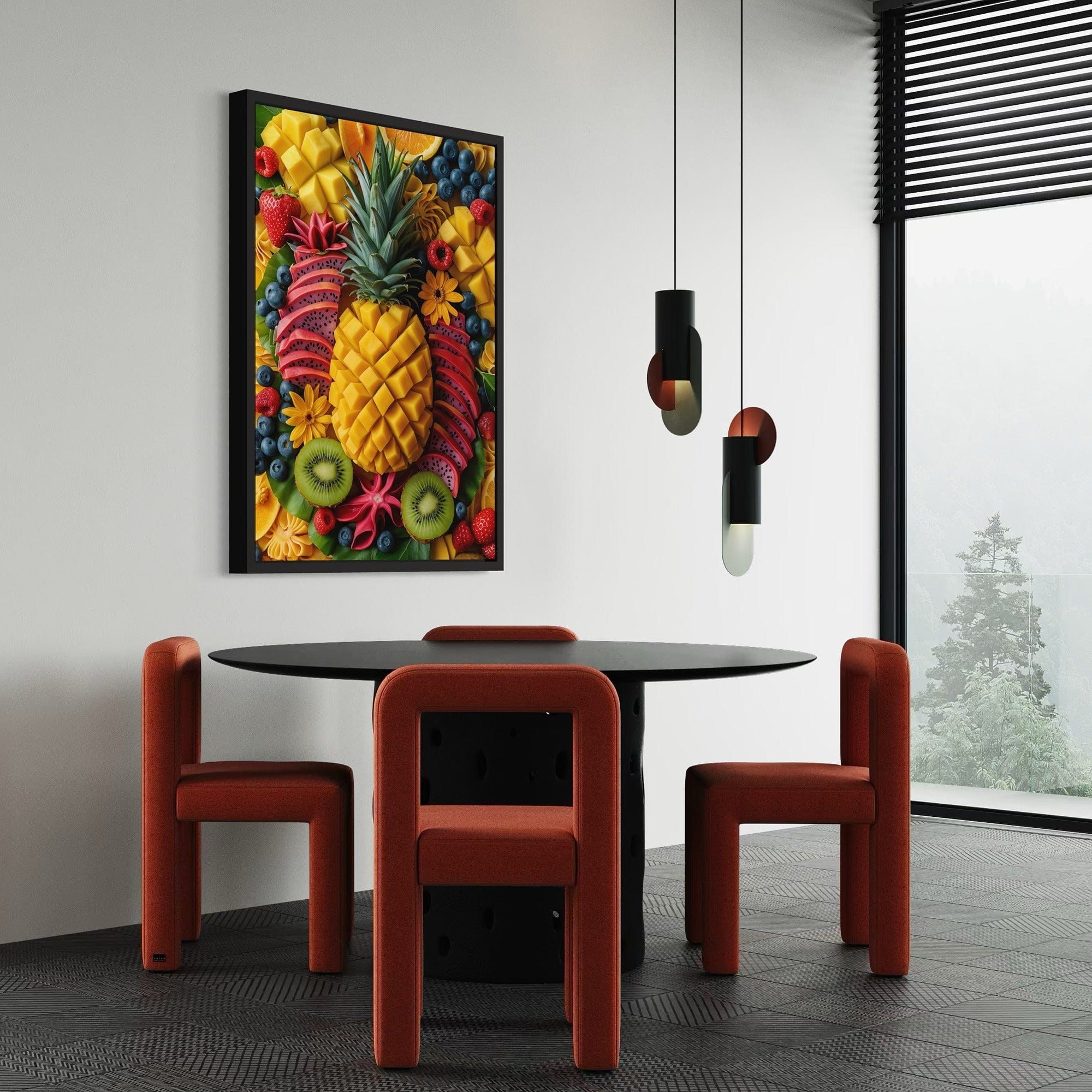 Island vibe kitchen canvas with berries and kiwi