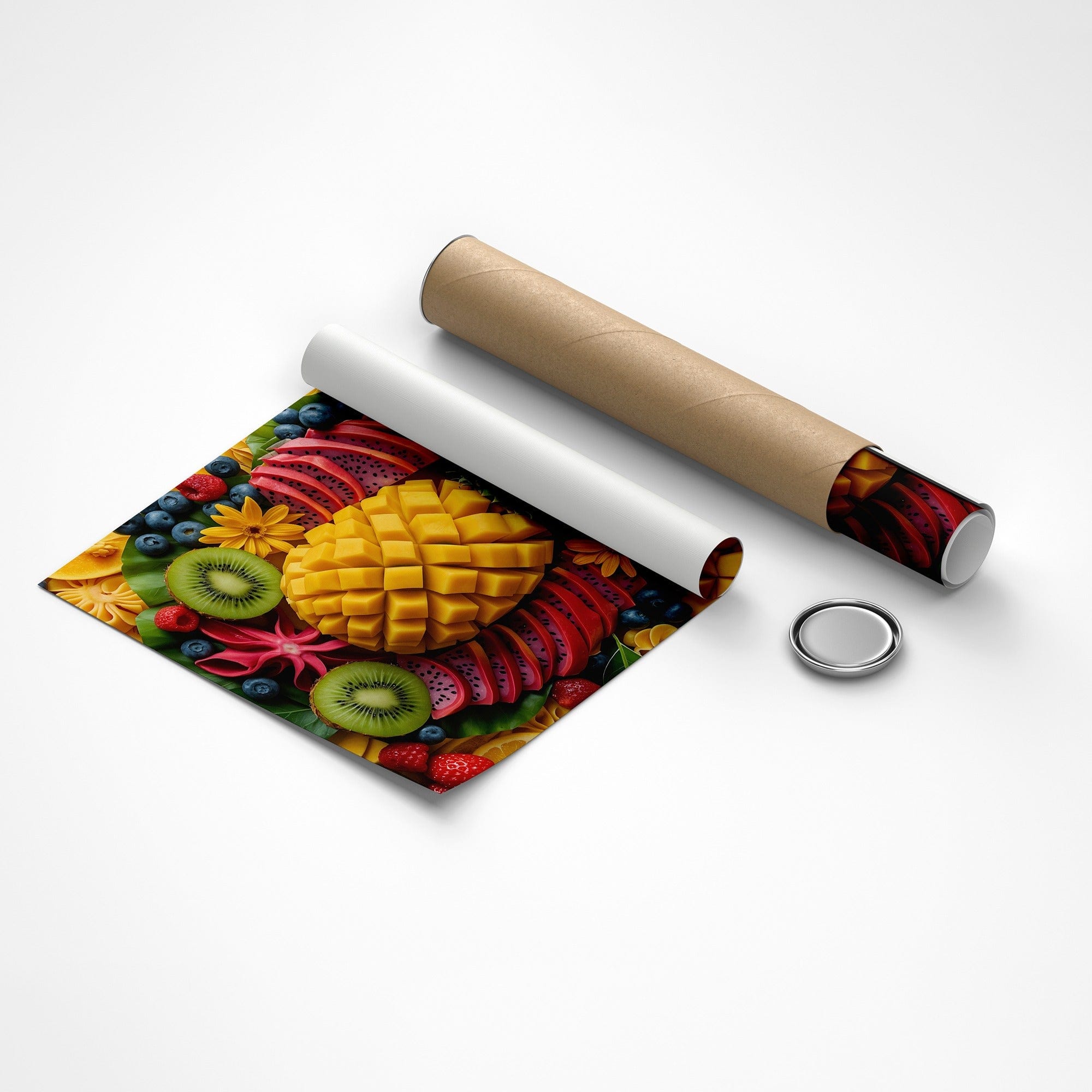 Lush exotic fruit canvas print blue and yellow tones