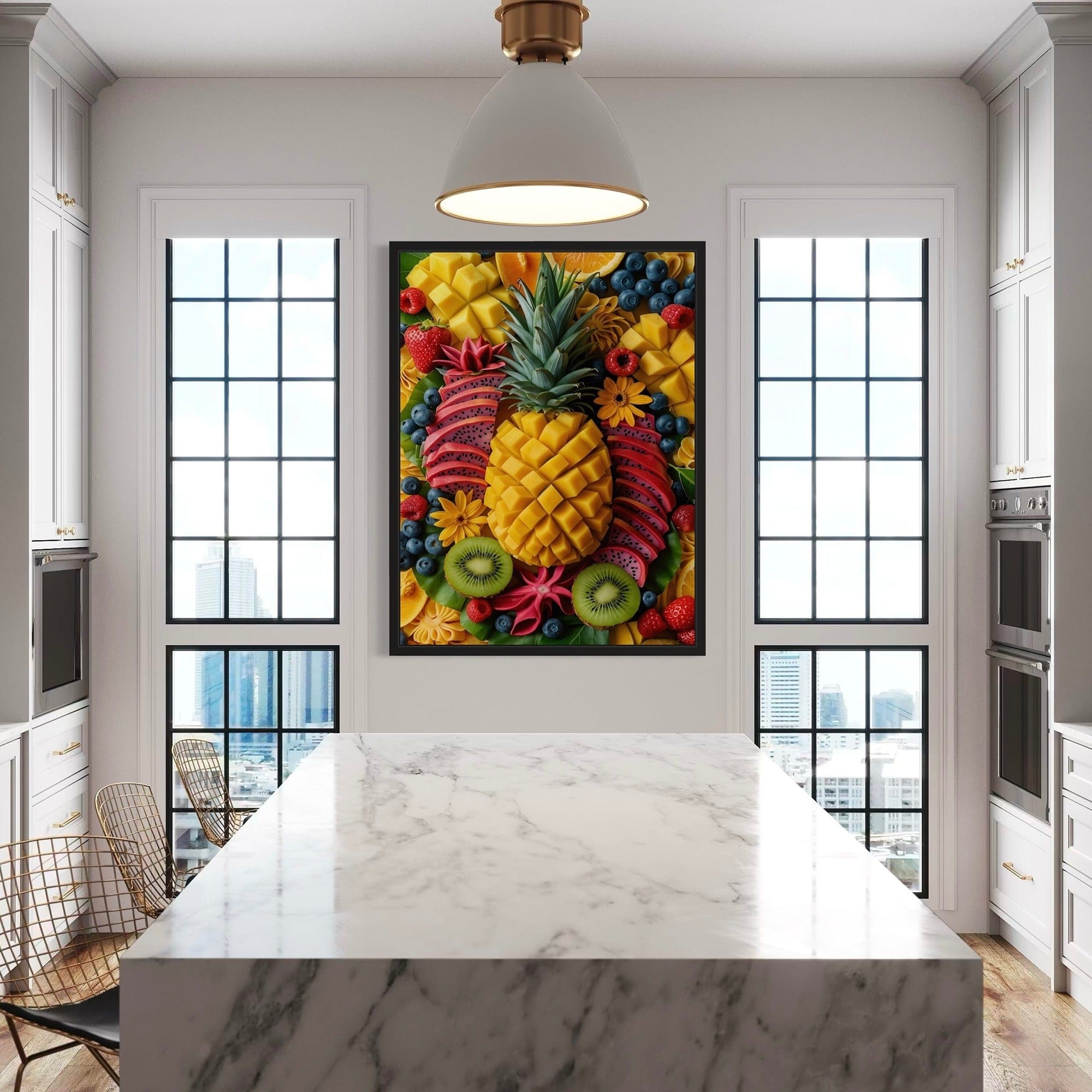 Juicy pineapple dragon fruit kiwi canvas