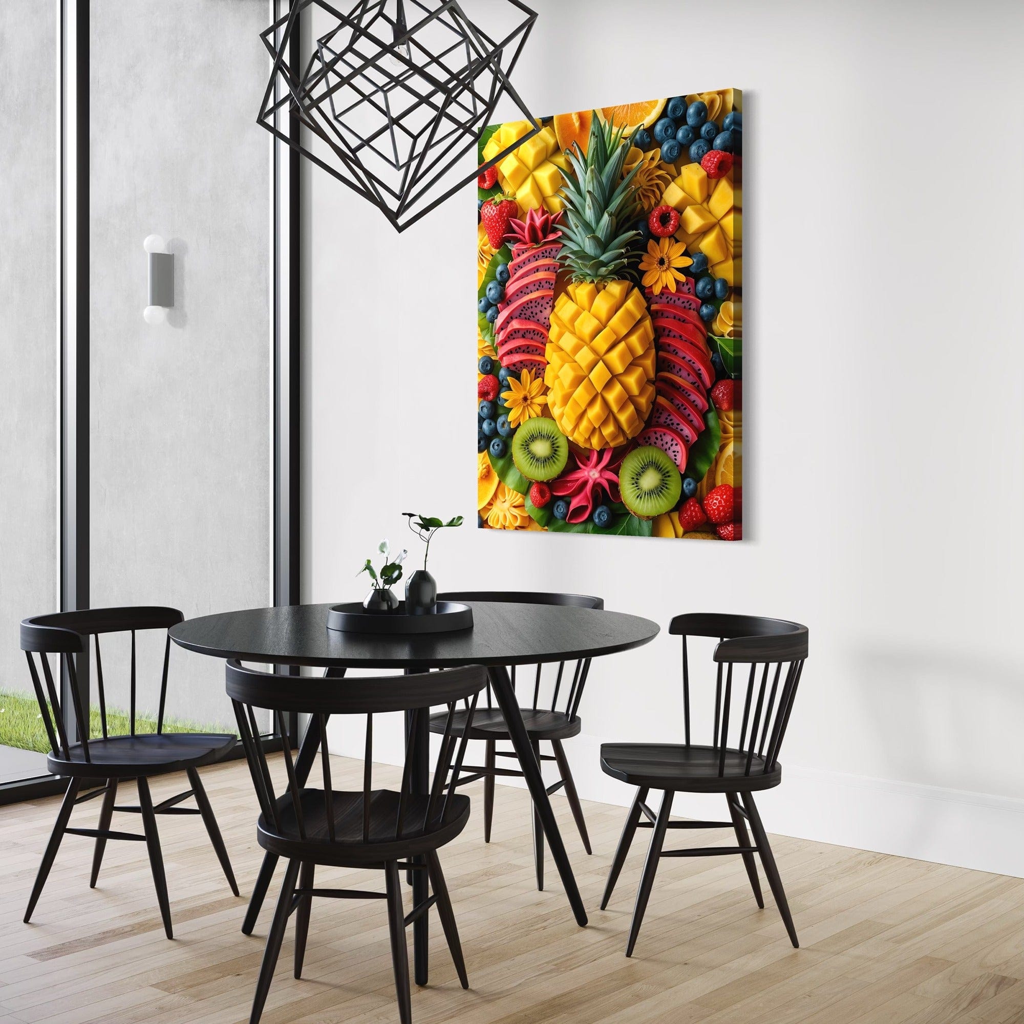 Tropical garden fruit collage kitchen artwork
