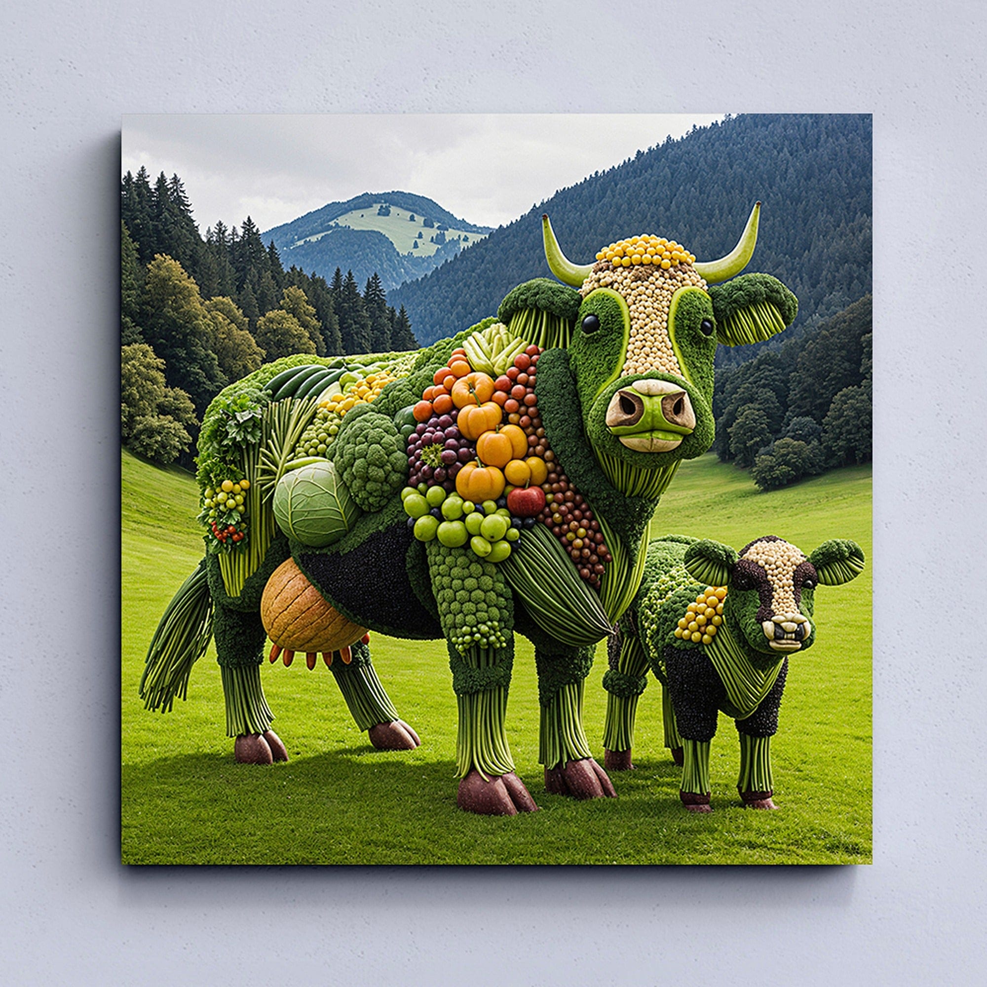 vegetable cow kitchen canvas