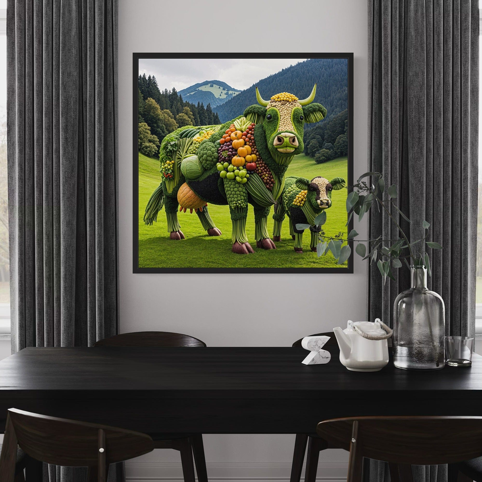 restaurant décor vegetable artwork