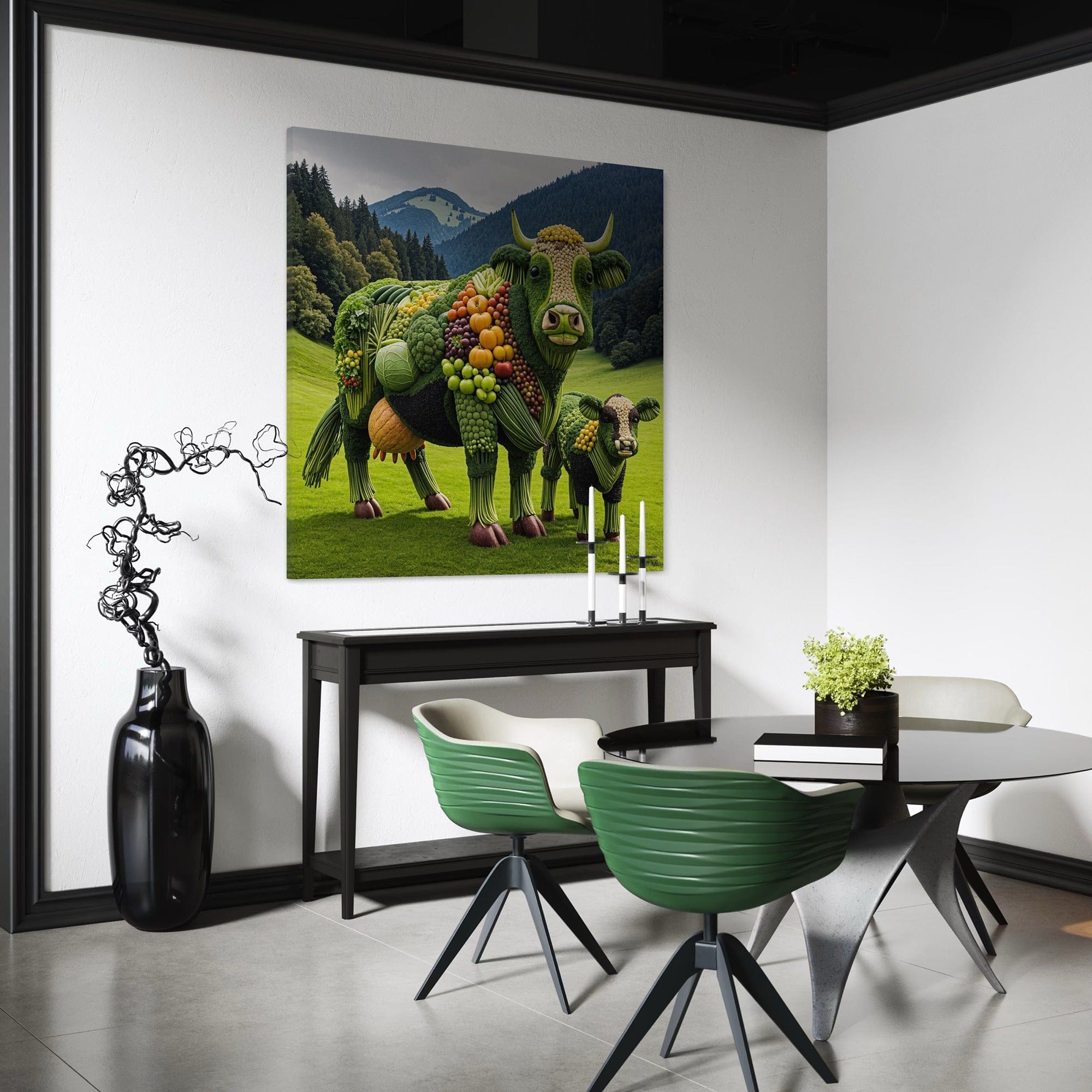 veggie cow and calf canvas print