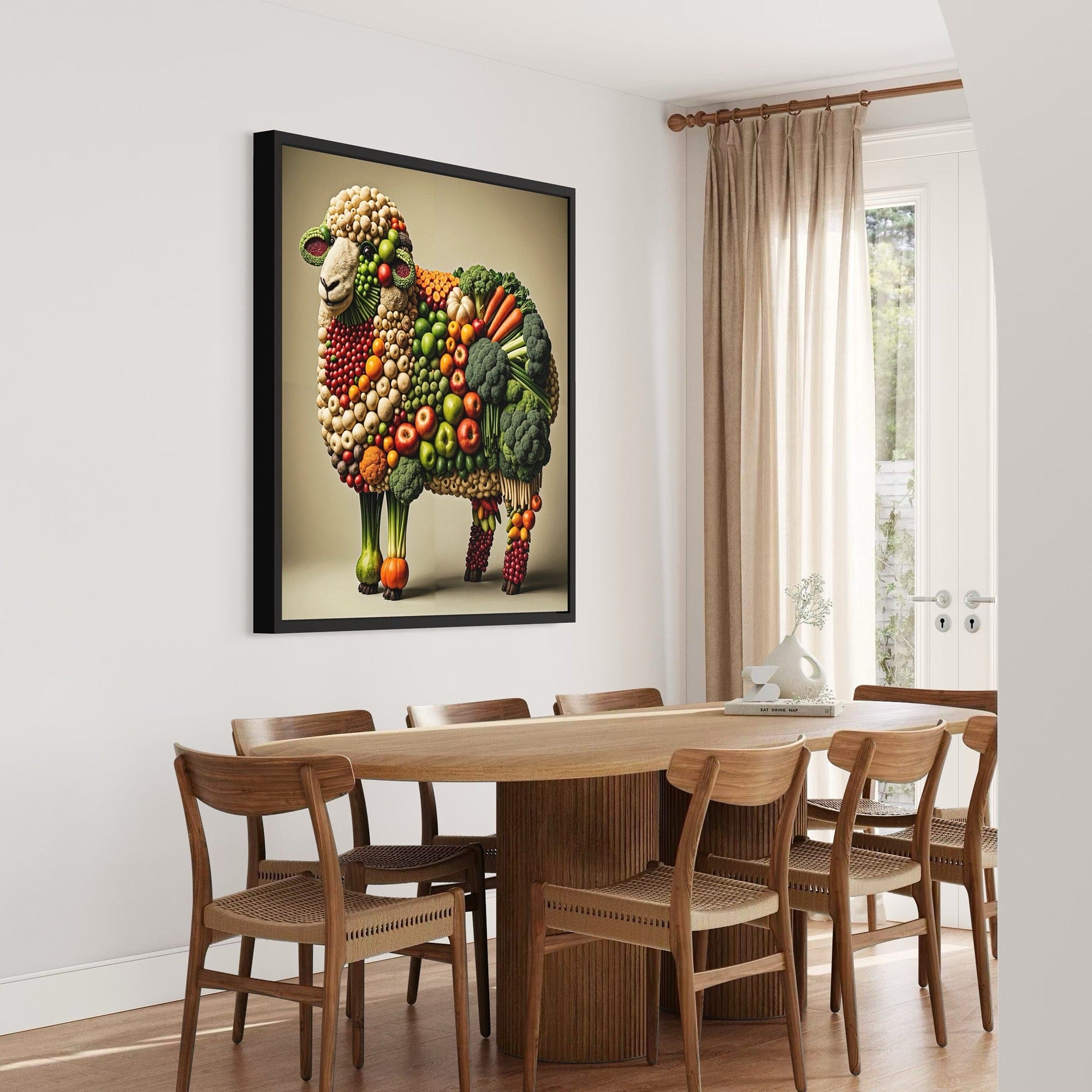 beige background veggie sheep