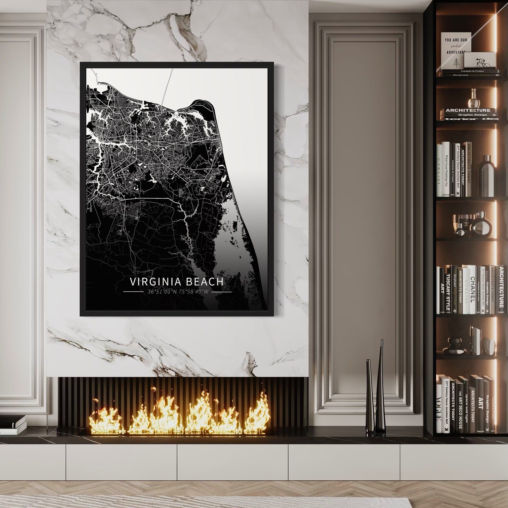 Virginia Beach City Map Canvas