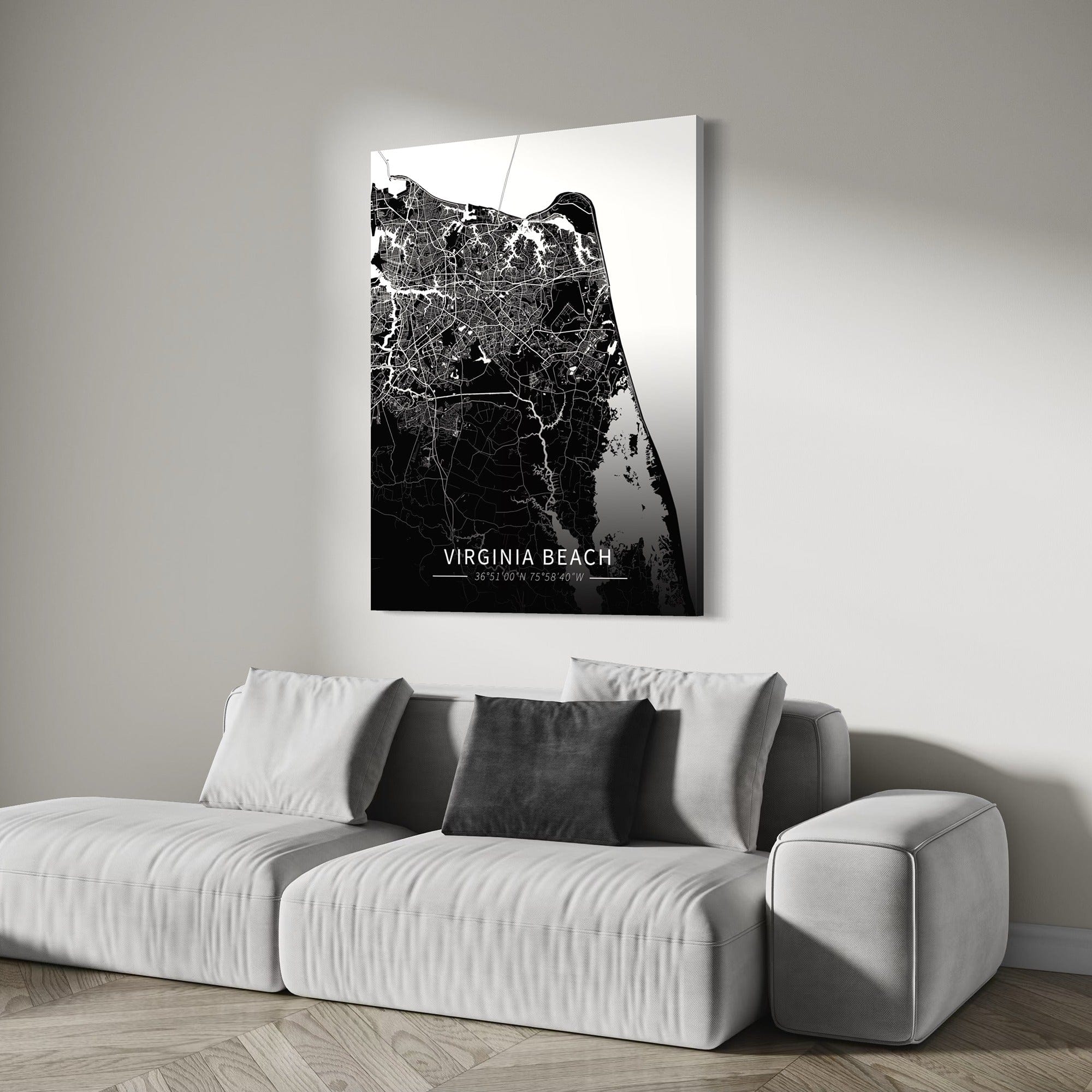 Virginia Beach City Map Canvas