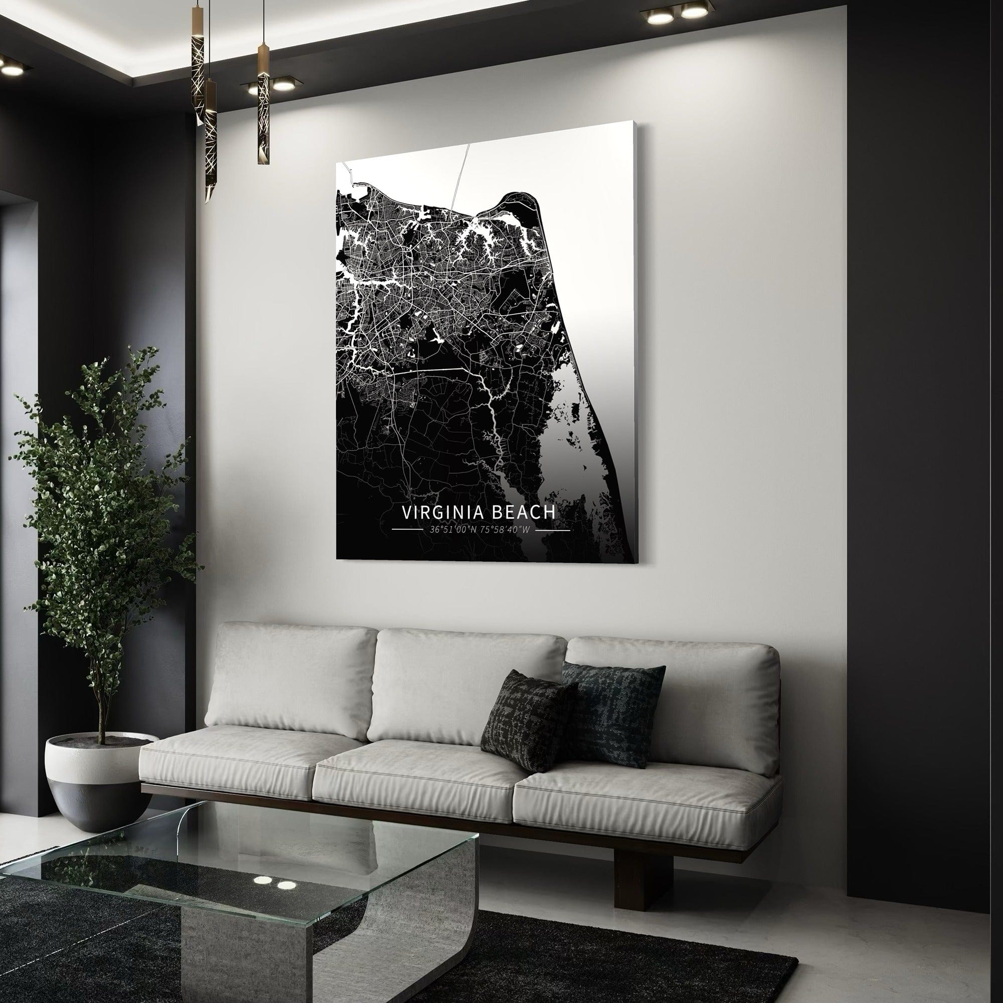 Virginia Beach City Map Canvas
