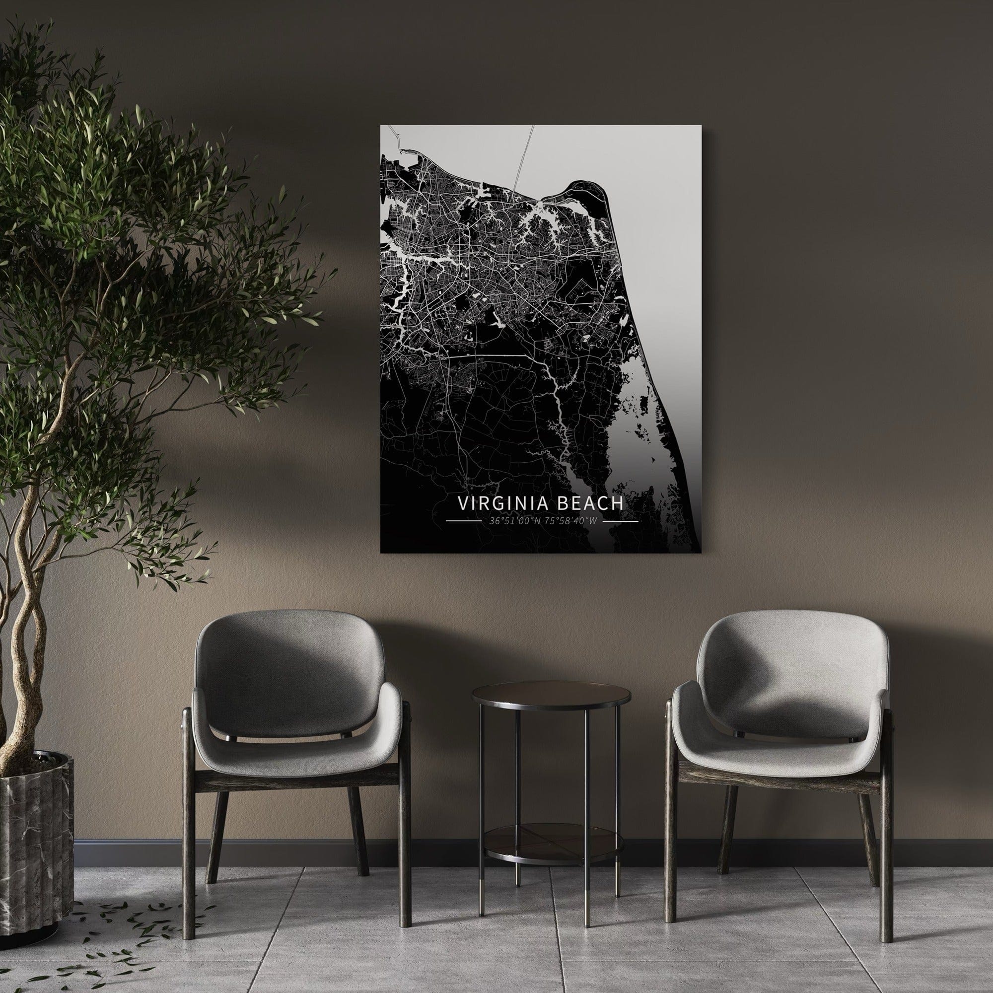 Virginia Beach City Map Canvas