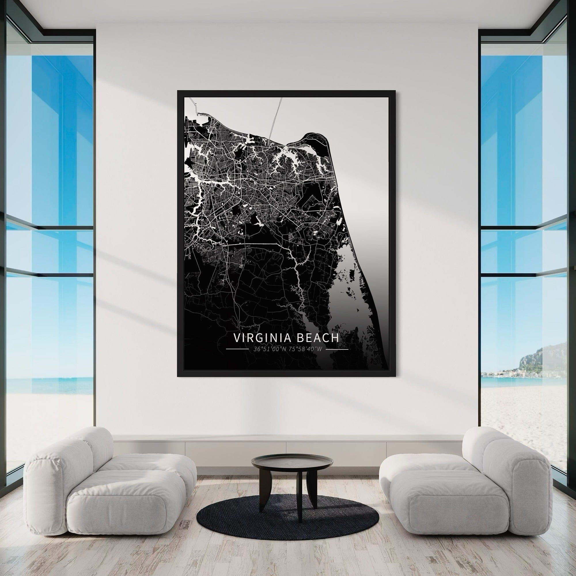 Virginia Beach City Map Canvas