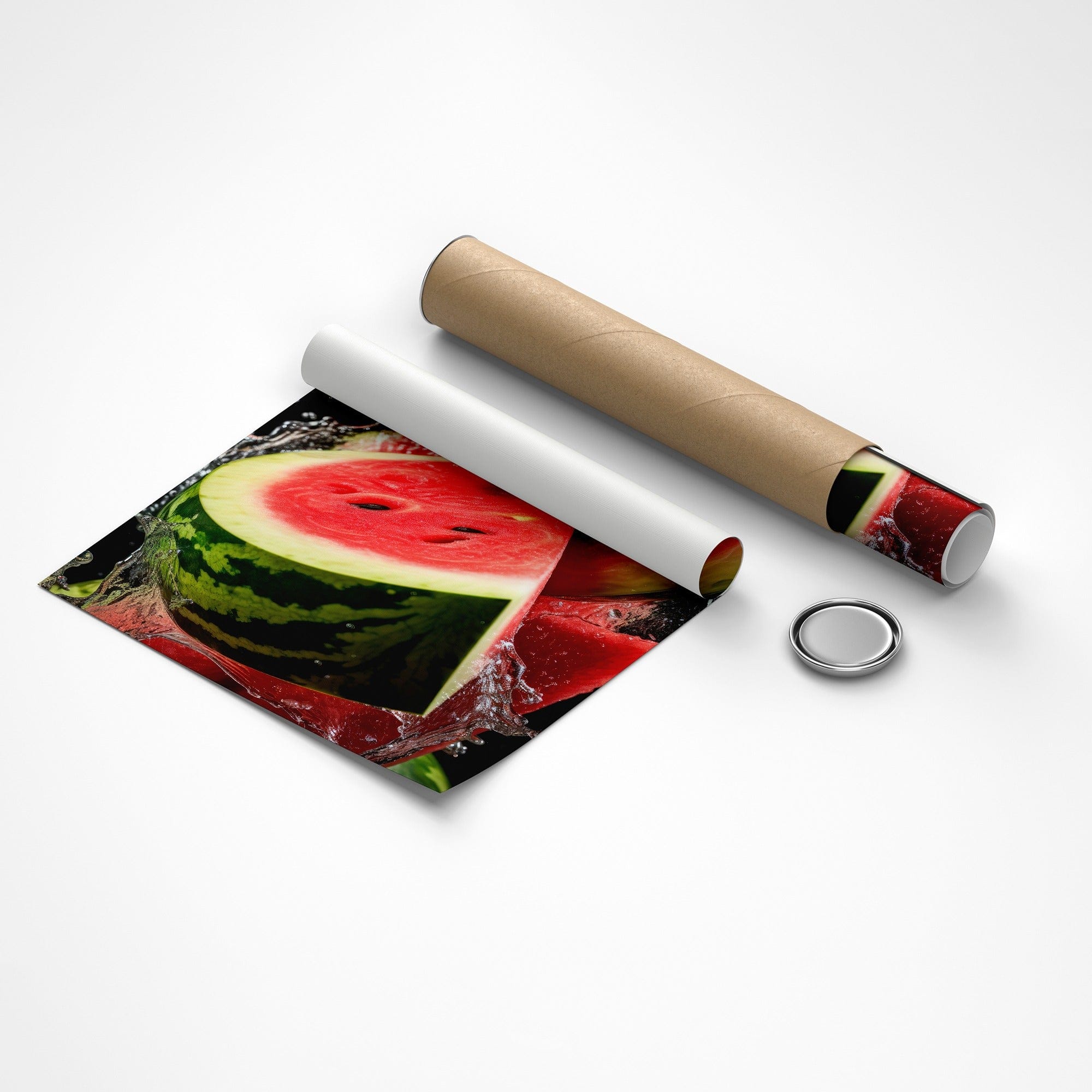 Bold watermelon water splash art for breakfast nook