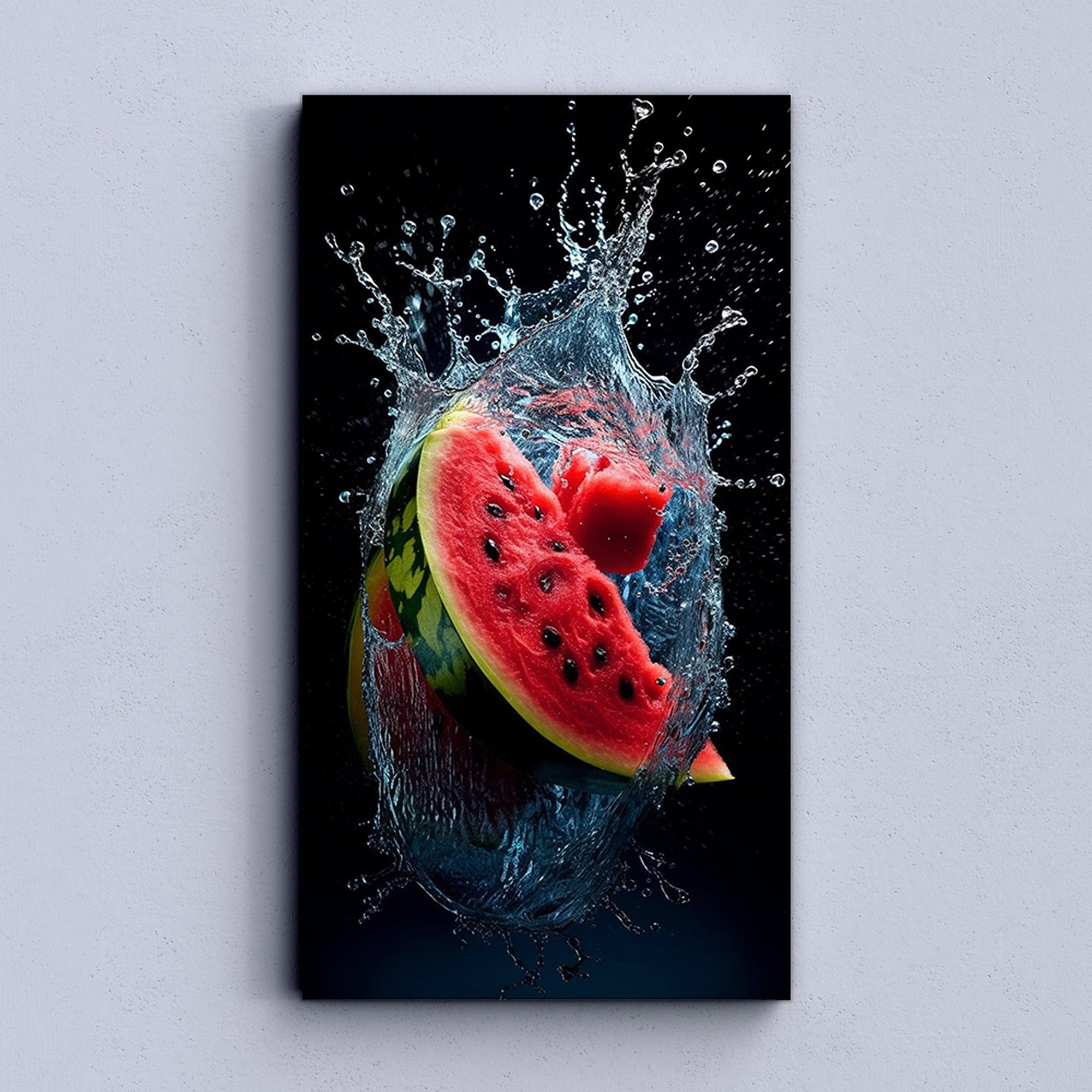 Water droplets watermelon close-up canvas