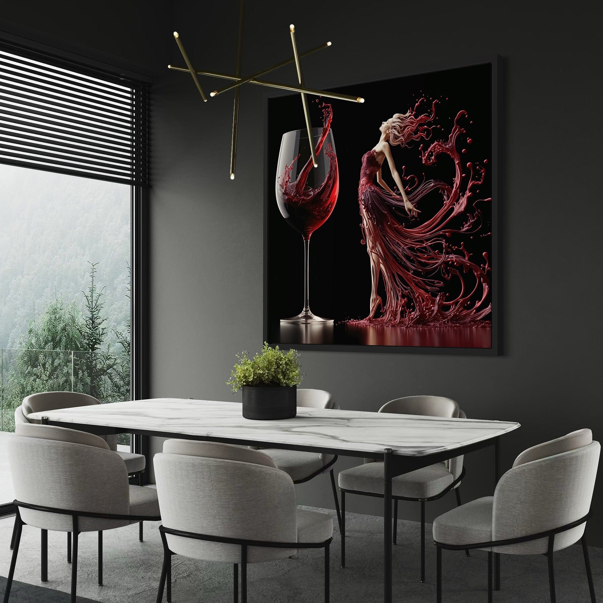 Wine Grace – Decorazione da parete su tela con vino rosso