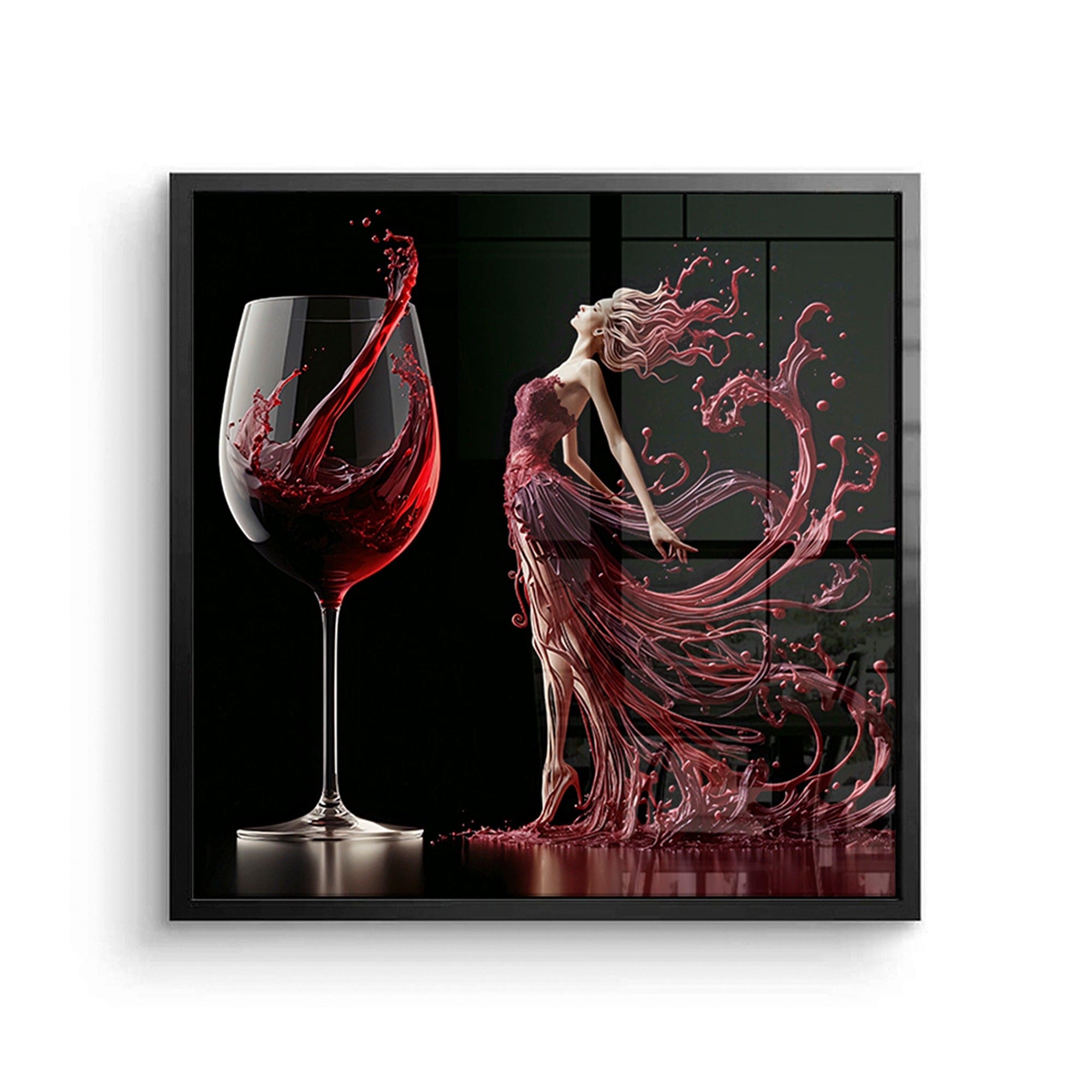 Close up detail of wine splash forming elegant dancing woman canvas print