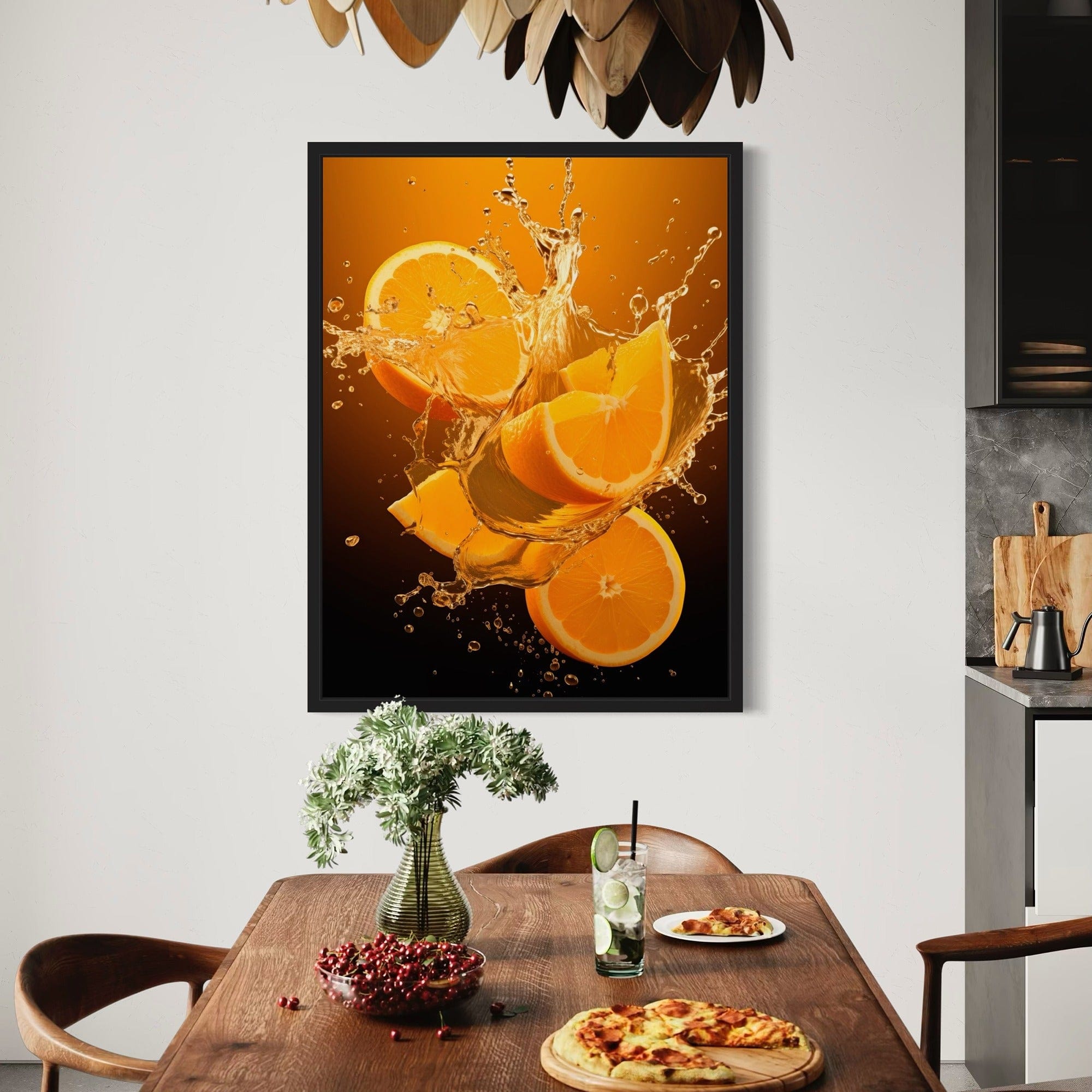 Bright orange juice splash canvas print