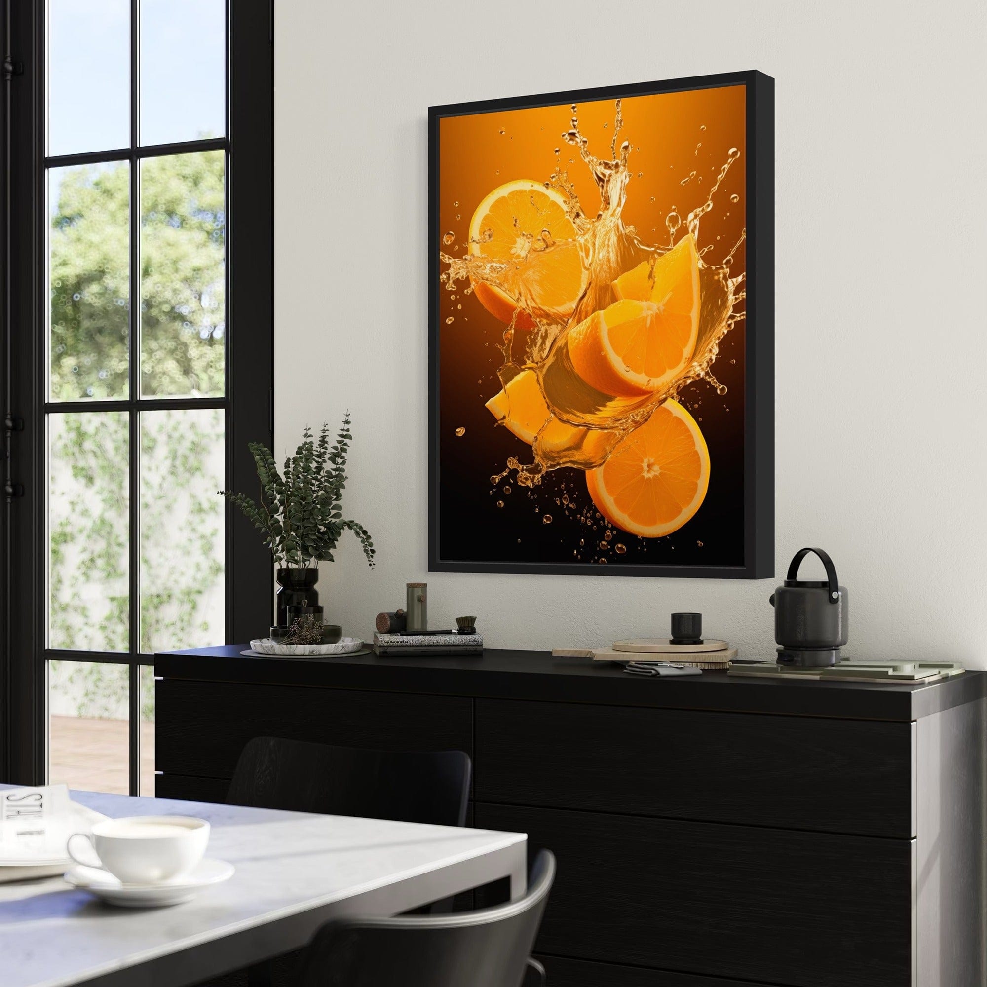 Vibrant orange fruit canvas for cafe wall