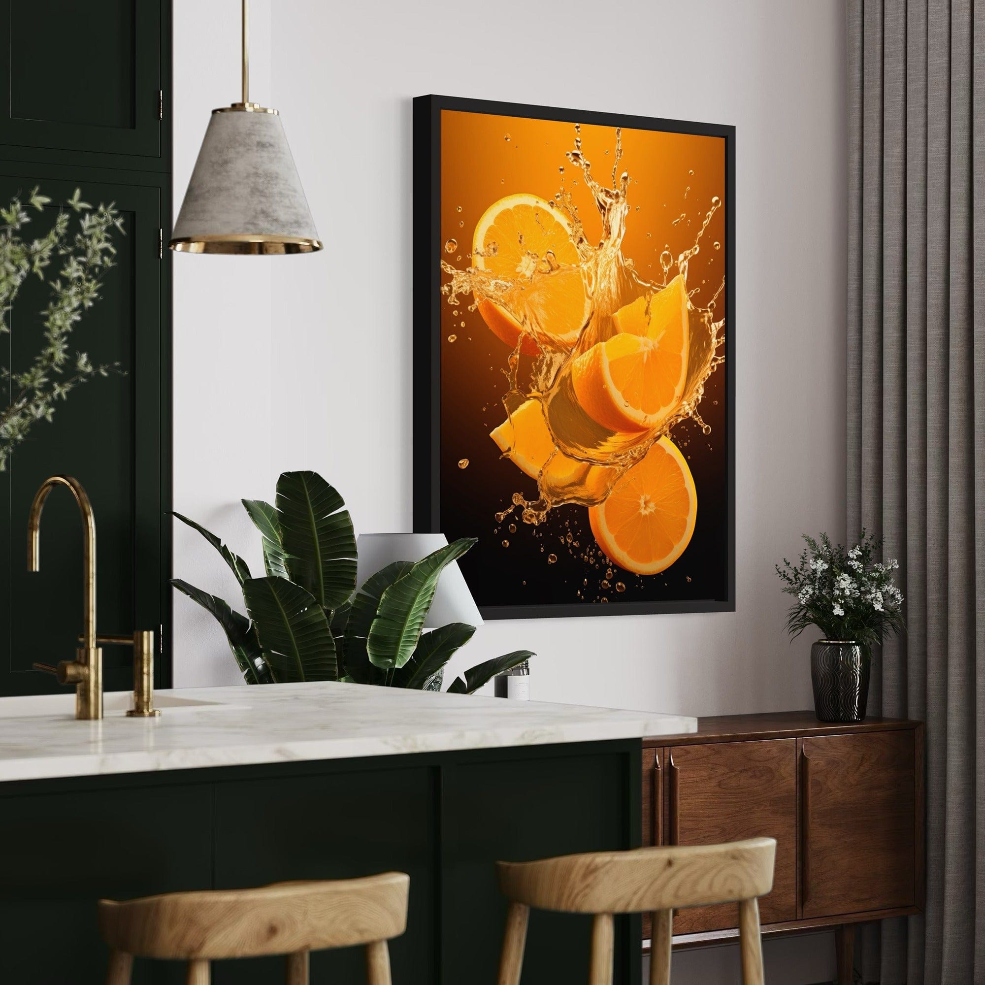Orange slice close up modern kitchen art