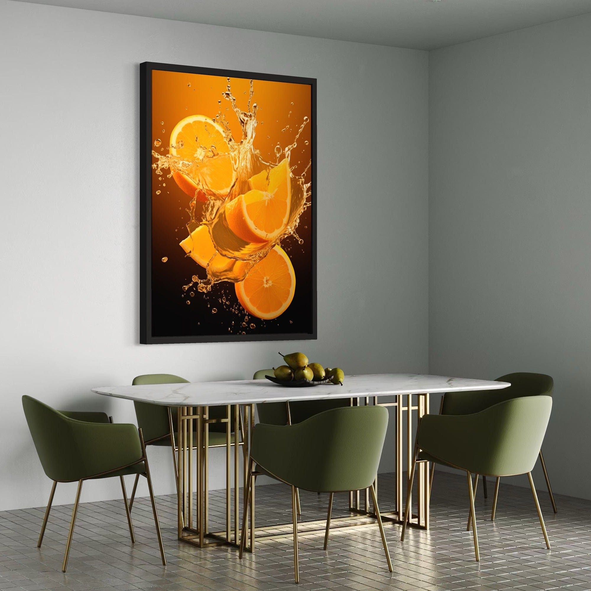 Tropical citrus water droplets wall poster