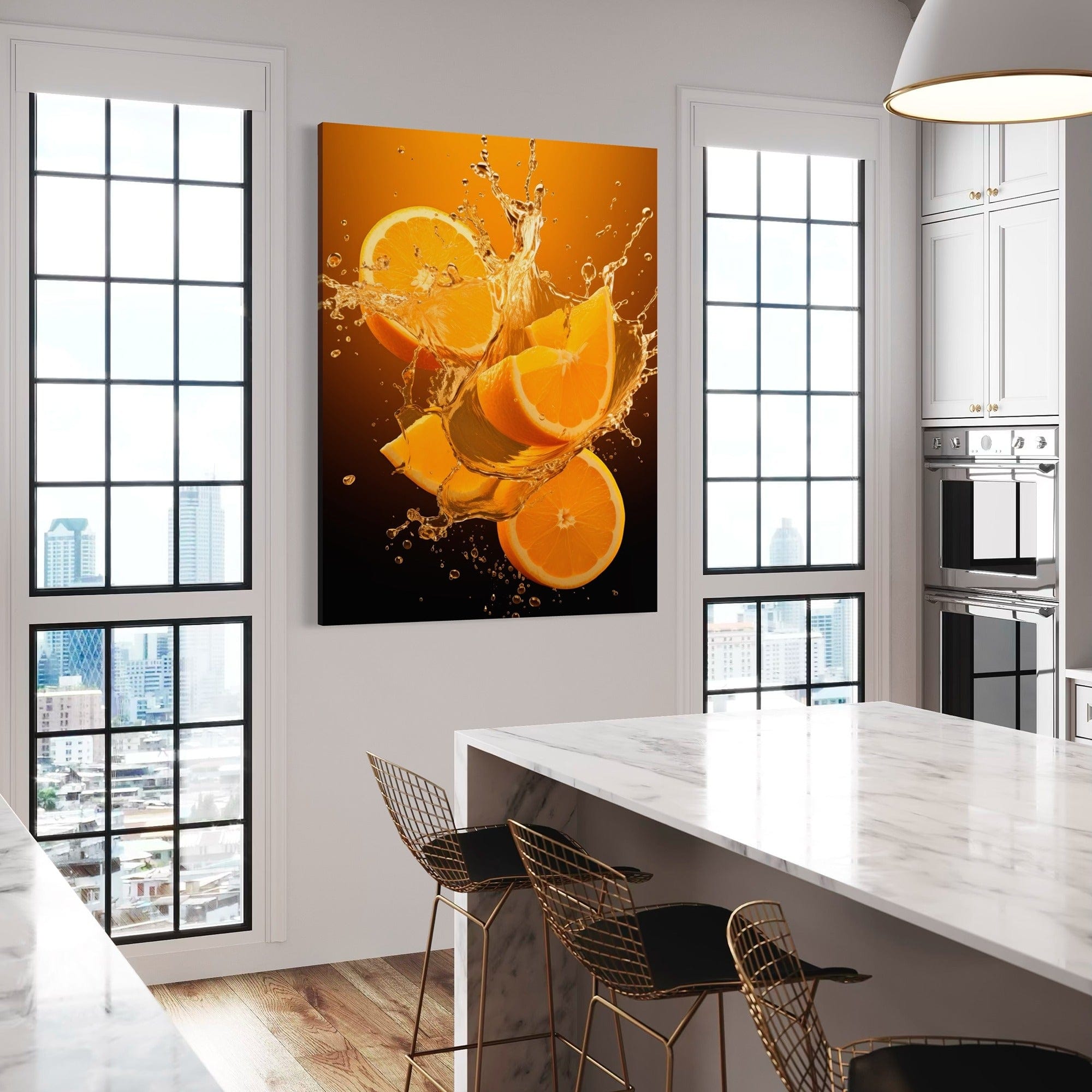 Zesty orange juice motion art for kitchen