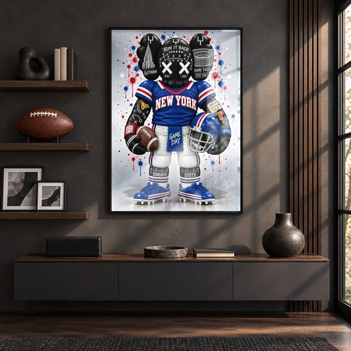 KAWS Style x New York Football – Blue & Red