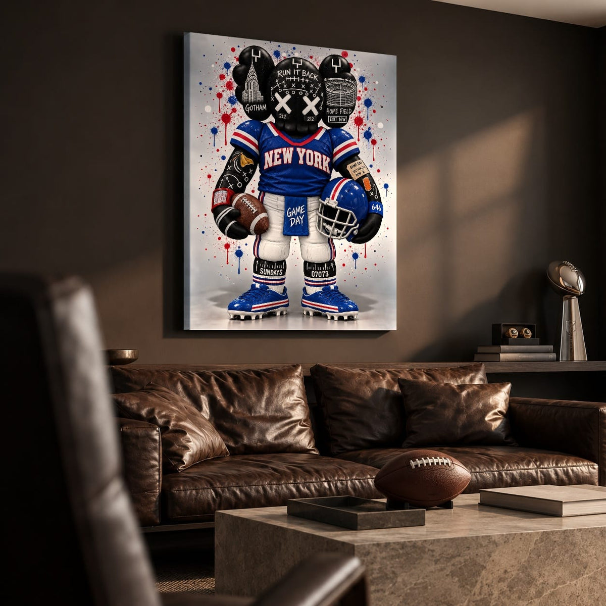 KAWS Style x New York Football – Blue & Red