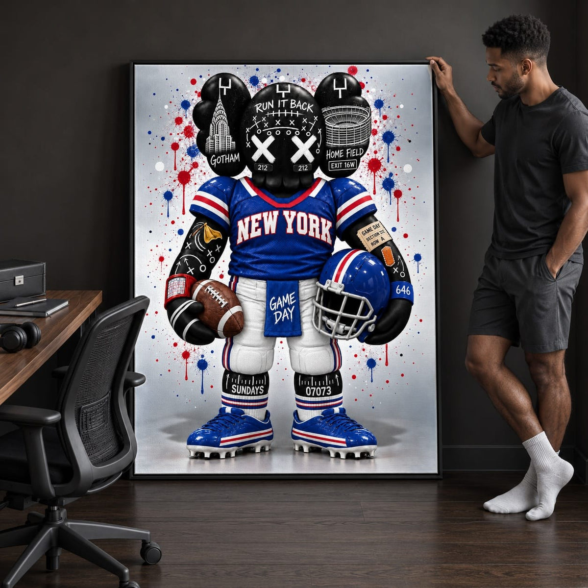 KAWS Style x New York Football – Blue & Red